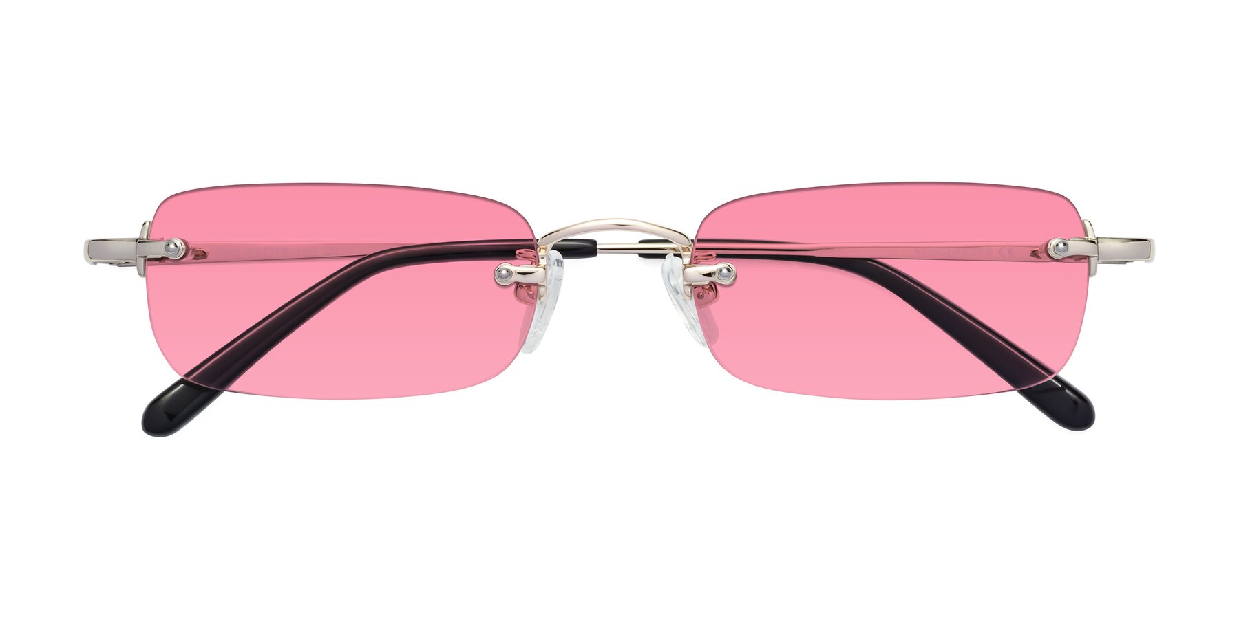 Folded Front of Finn in Light Gold with Pink Tinted Lenses