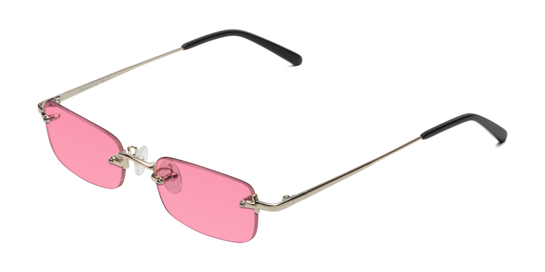 Angle of Finn in Light Gold with Pink Tinted Lenses