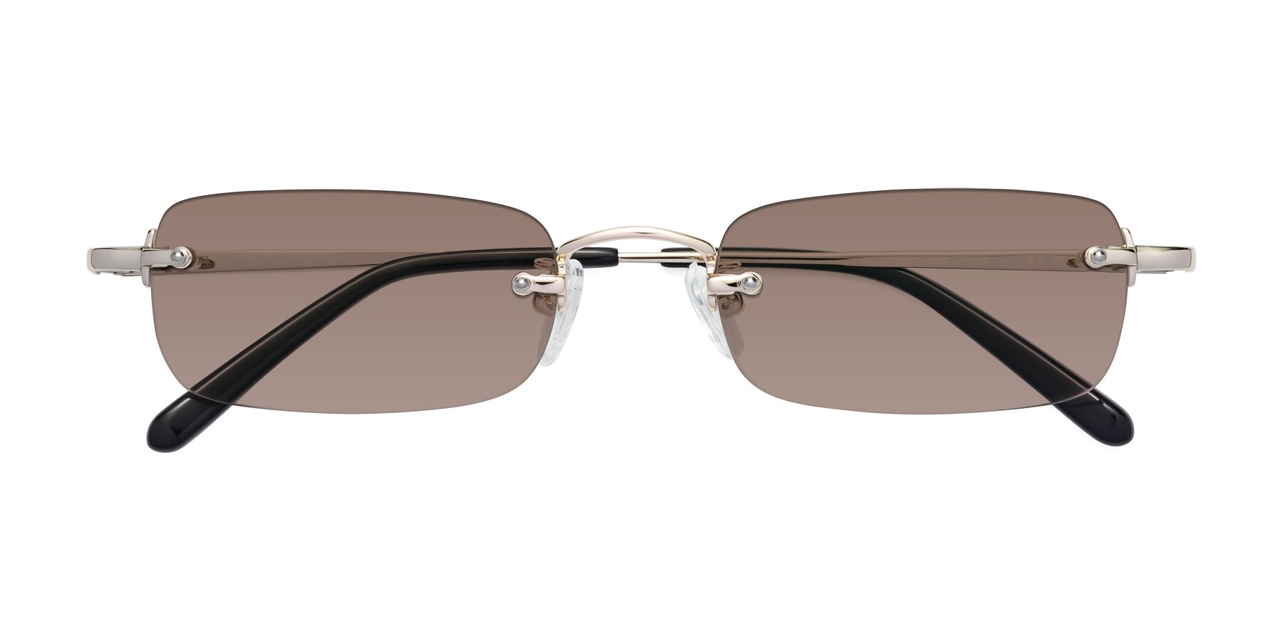 Folded Front of Finn in Light Gold with Medium Brown Tinted Lenses