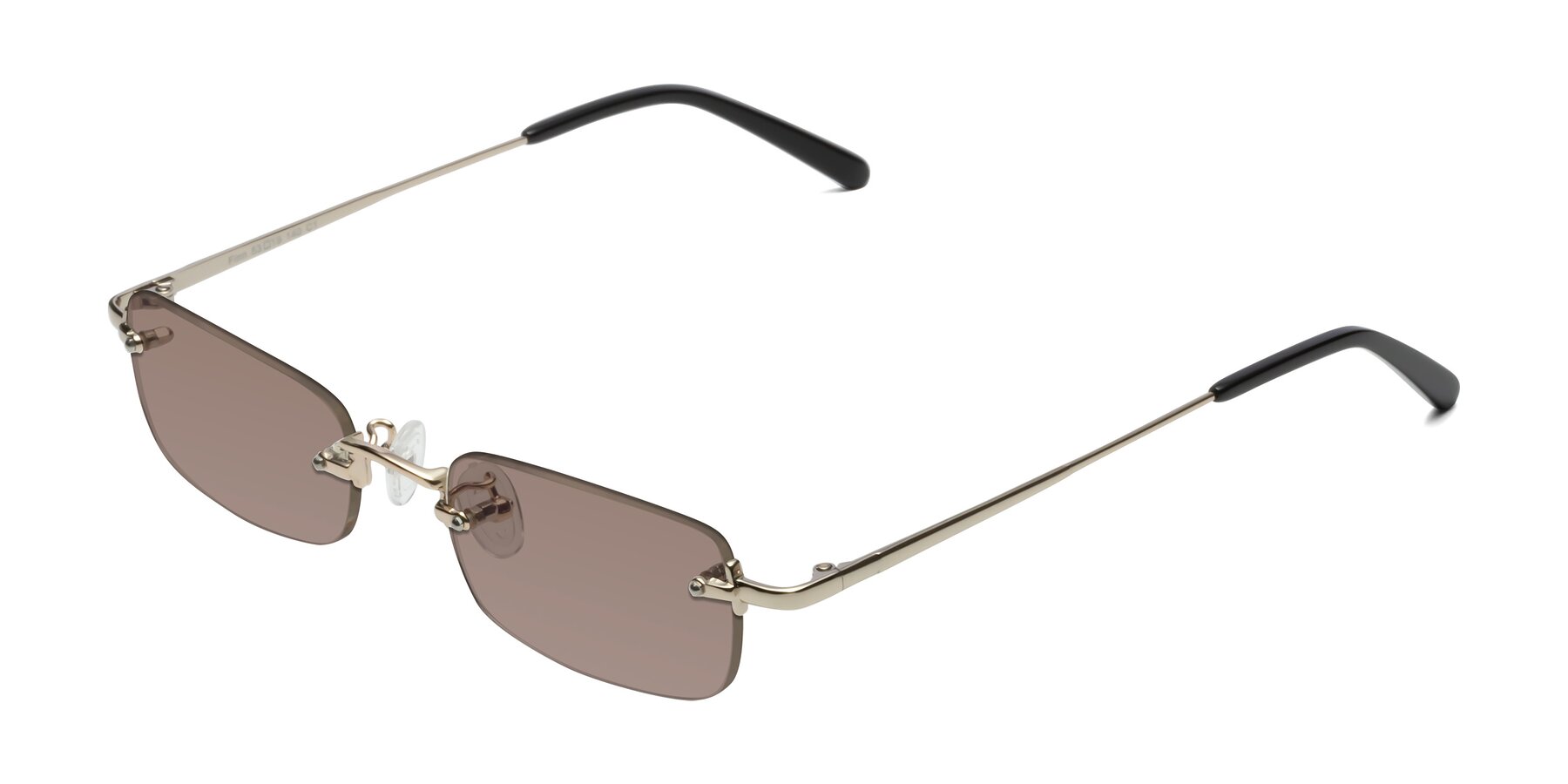 Angle of Finn in Light Gold with Medium Brown Tinted Lenses