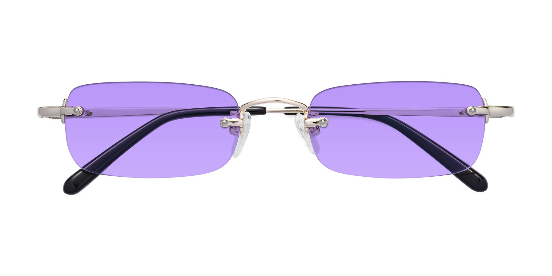 Folded Front of Finn in Light Gold with Medium Purple Tinted Lenses