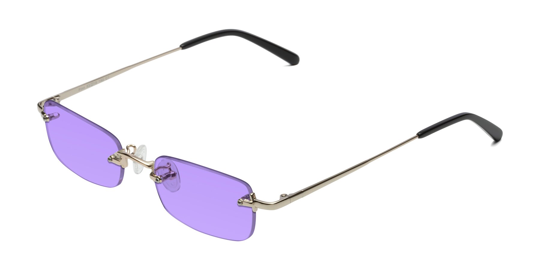 Angle of Finn in Light Gold with Medium Purple Tinted Lenses