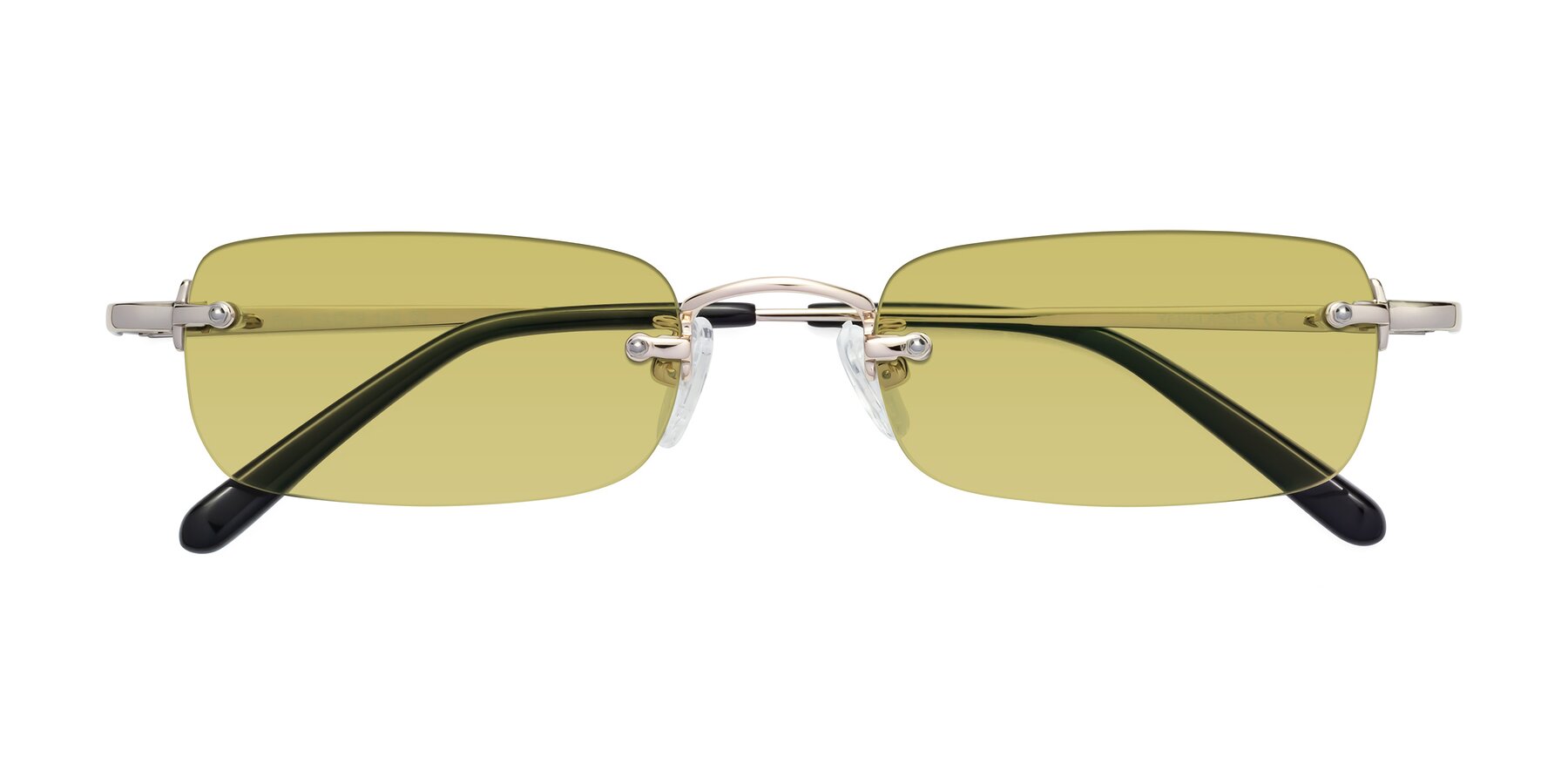 Folded Front of Finn in Light Gold with Medium Champagne Tinted Lenses