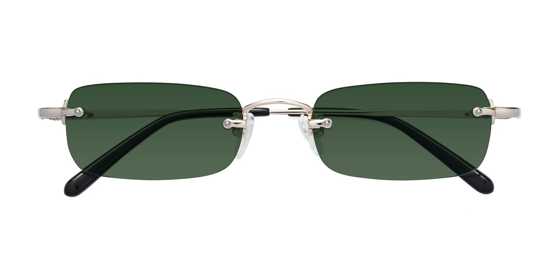 Folded Front of Finn in Light Gold with Green Tinted Lenses