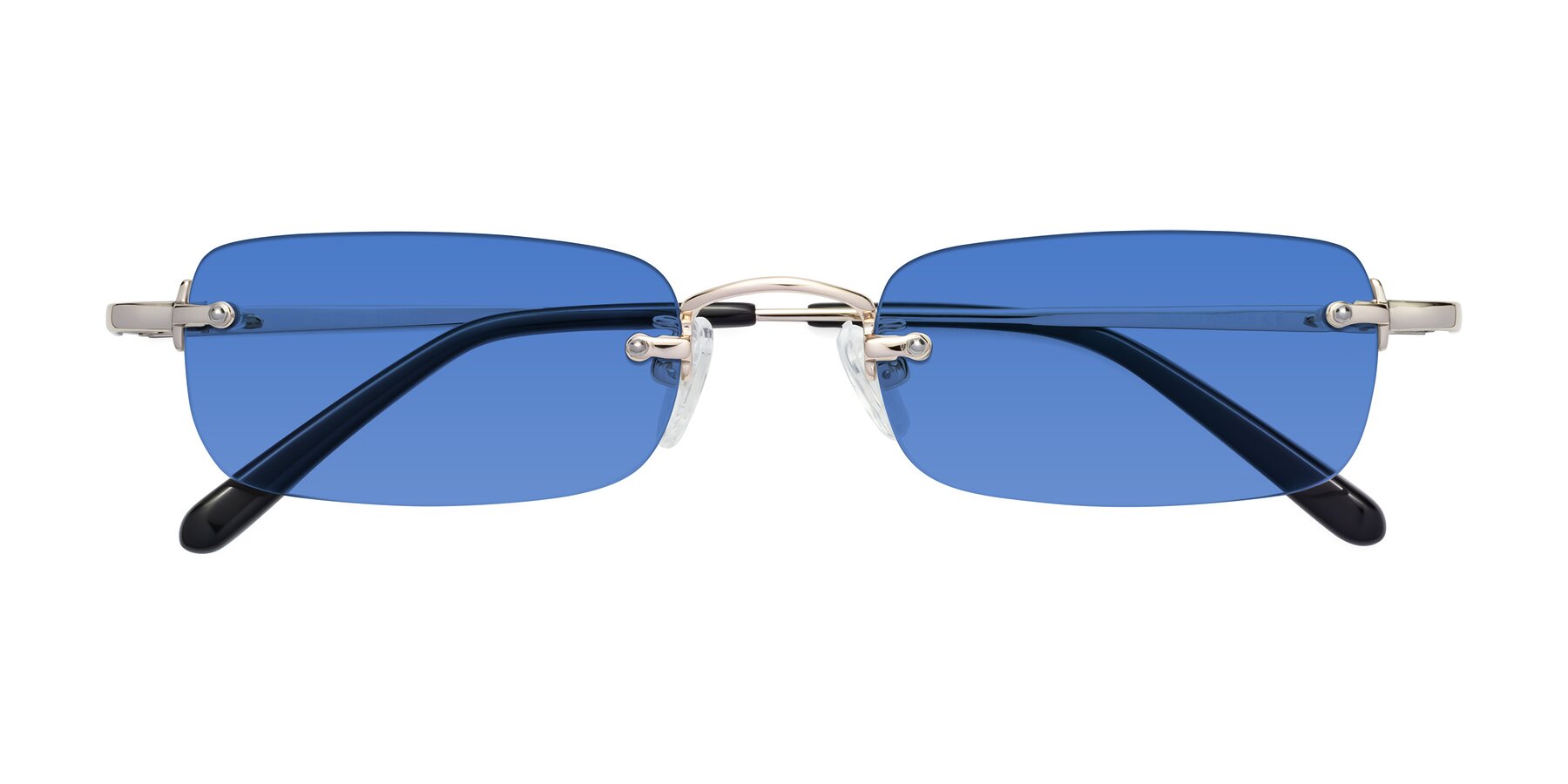 Folded Front of Finn in Light Gold with Blue Tinted Lenses