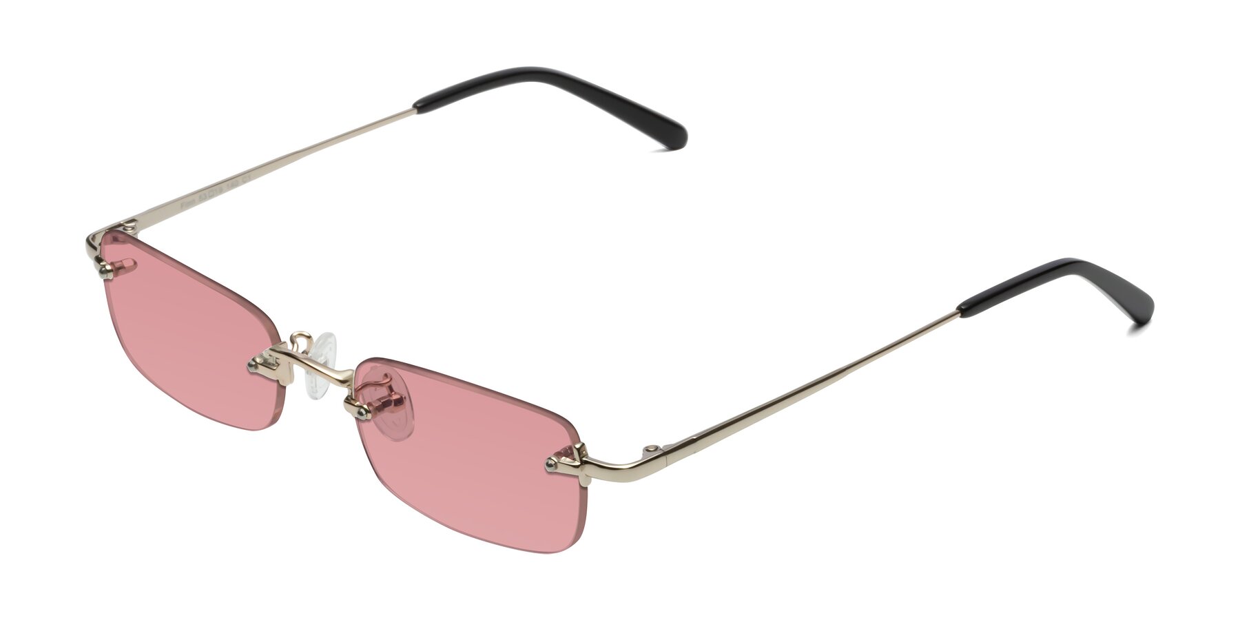 Angle of Finn in Light Gold with Medium Garnet Tinted Lenses