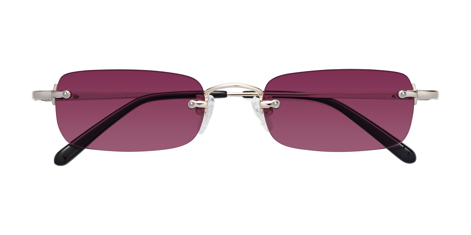 Folded Front of Finn in Light Gold with Wine Tinted Lenses