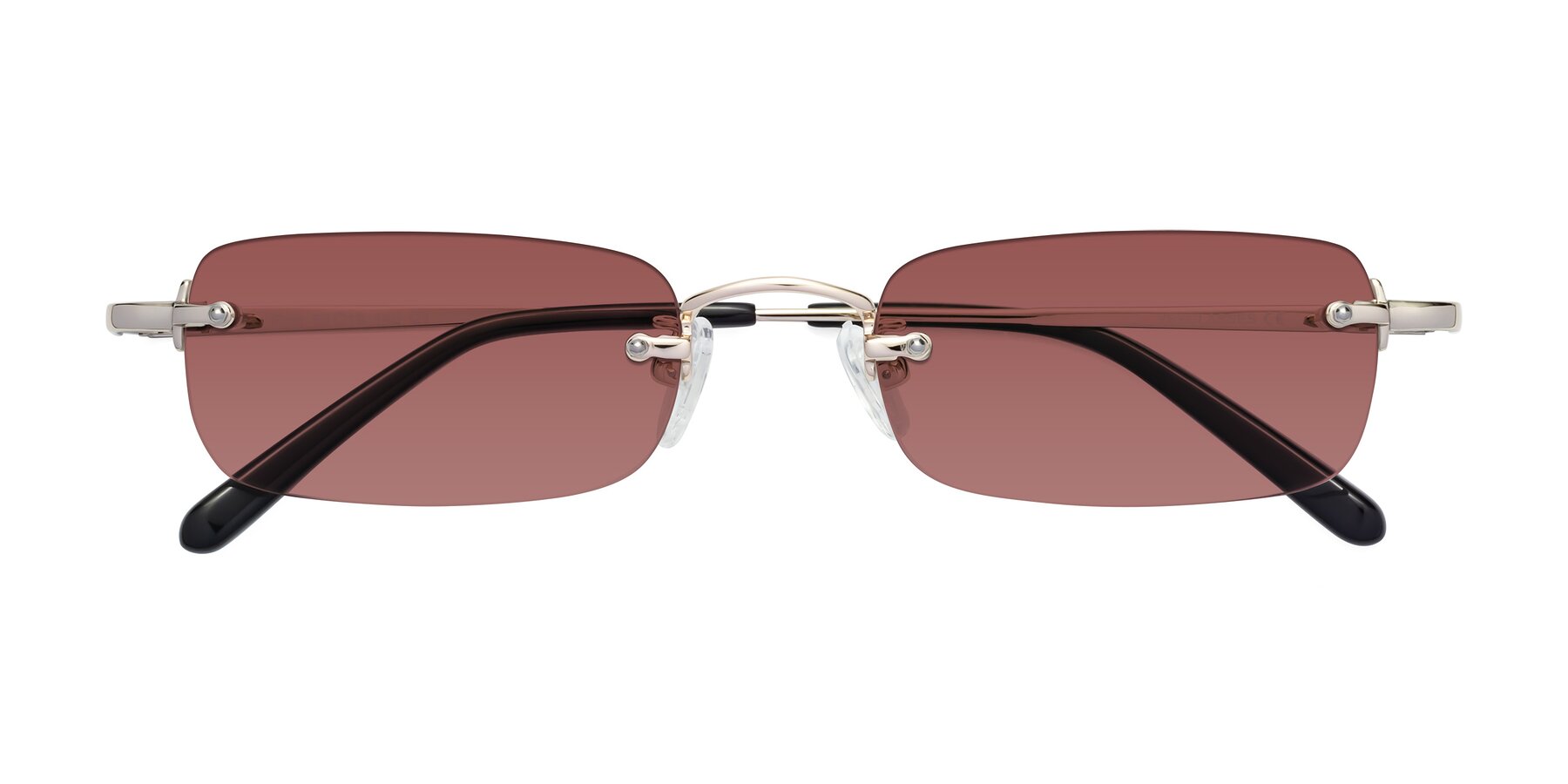 Folded Front of Finn in Light Gold with Garnet Tinted Lenses