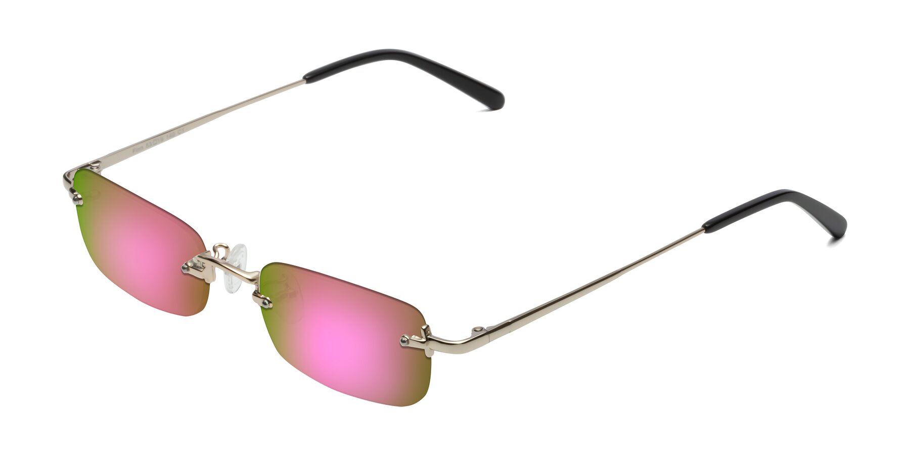 Angle of Finn in Light Gold with Pink Mirrored Lenses