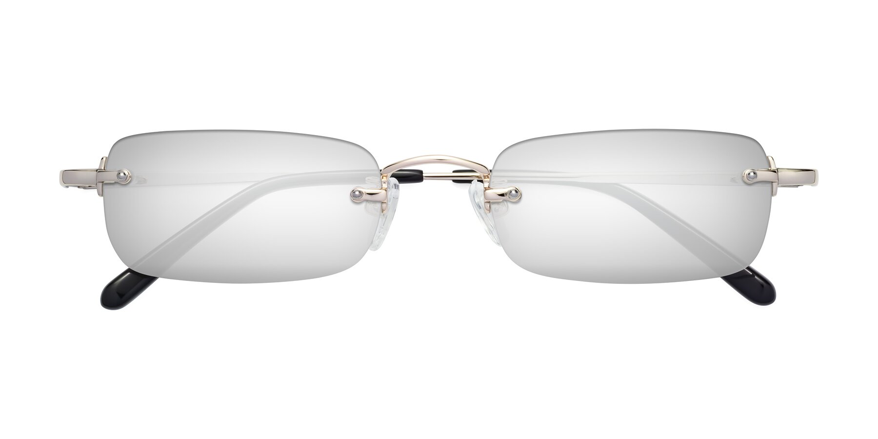 Folded Front of Finn in Light Gold with Silver Mirrored Lenses