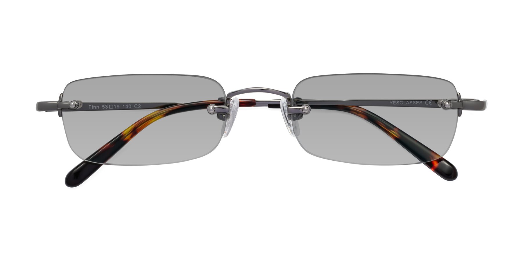 Folded Front of Finn in Gunmetal with Light Gray Tinted Lenses