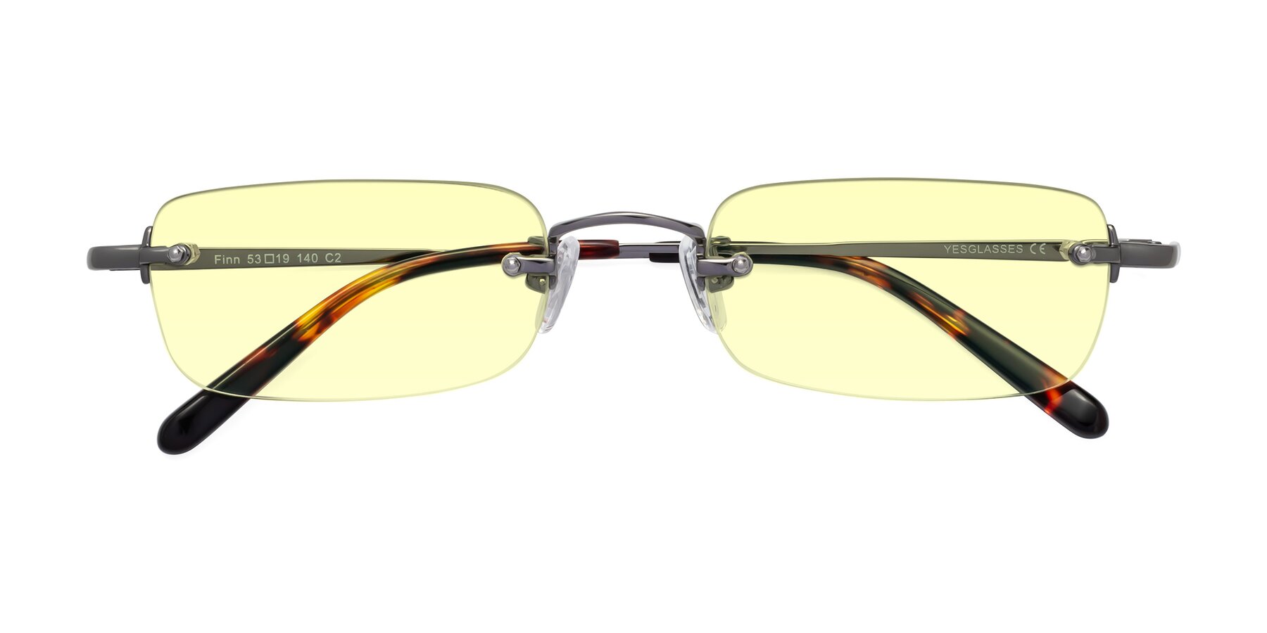 Folded Front of Finn in Gunmetal with Light Yellow Tinted Lenses