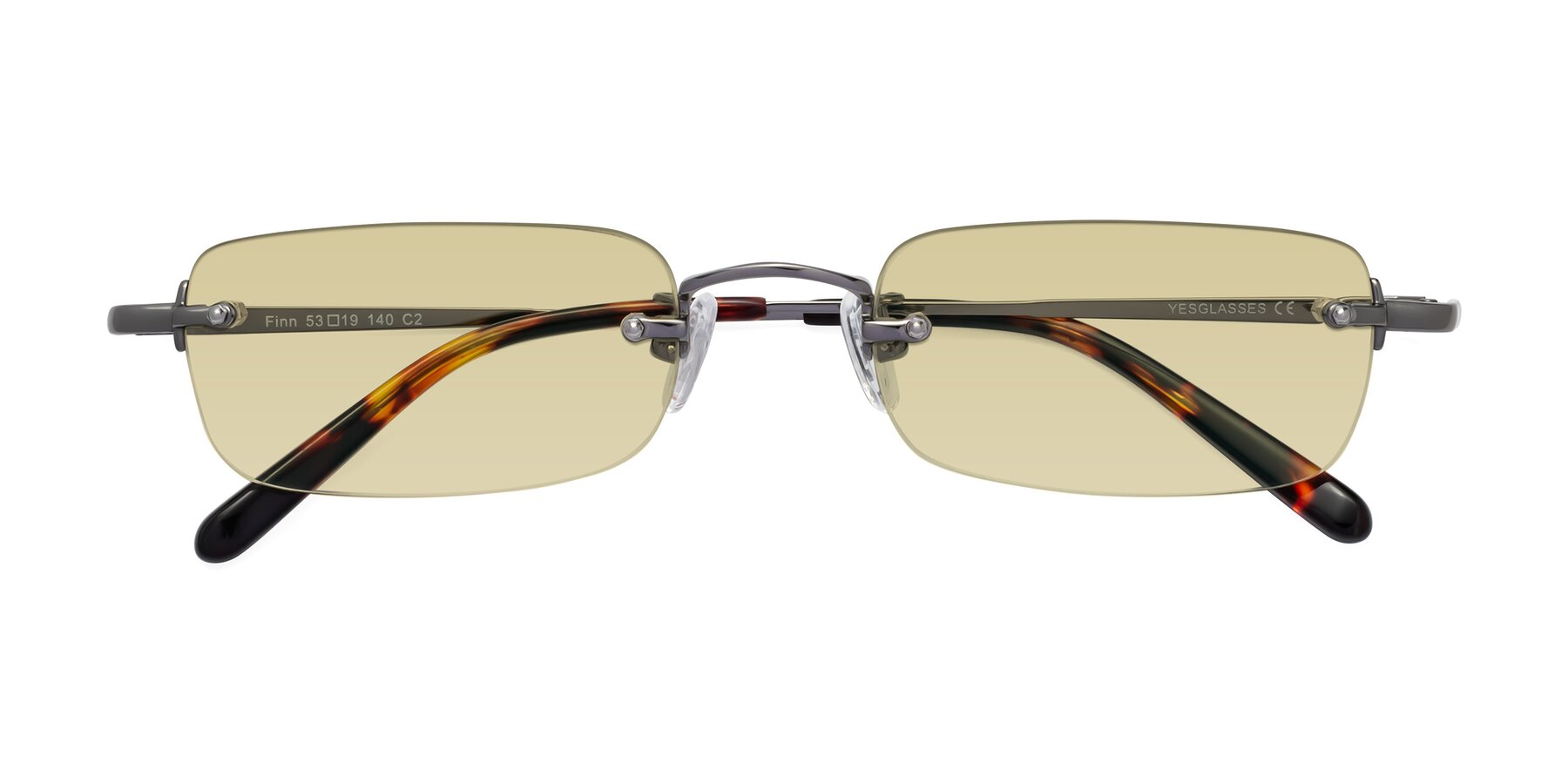 Folded Front of Finn in Gunmetal with Light Champagne Tinted Lenses