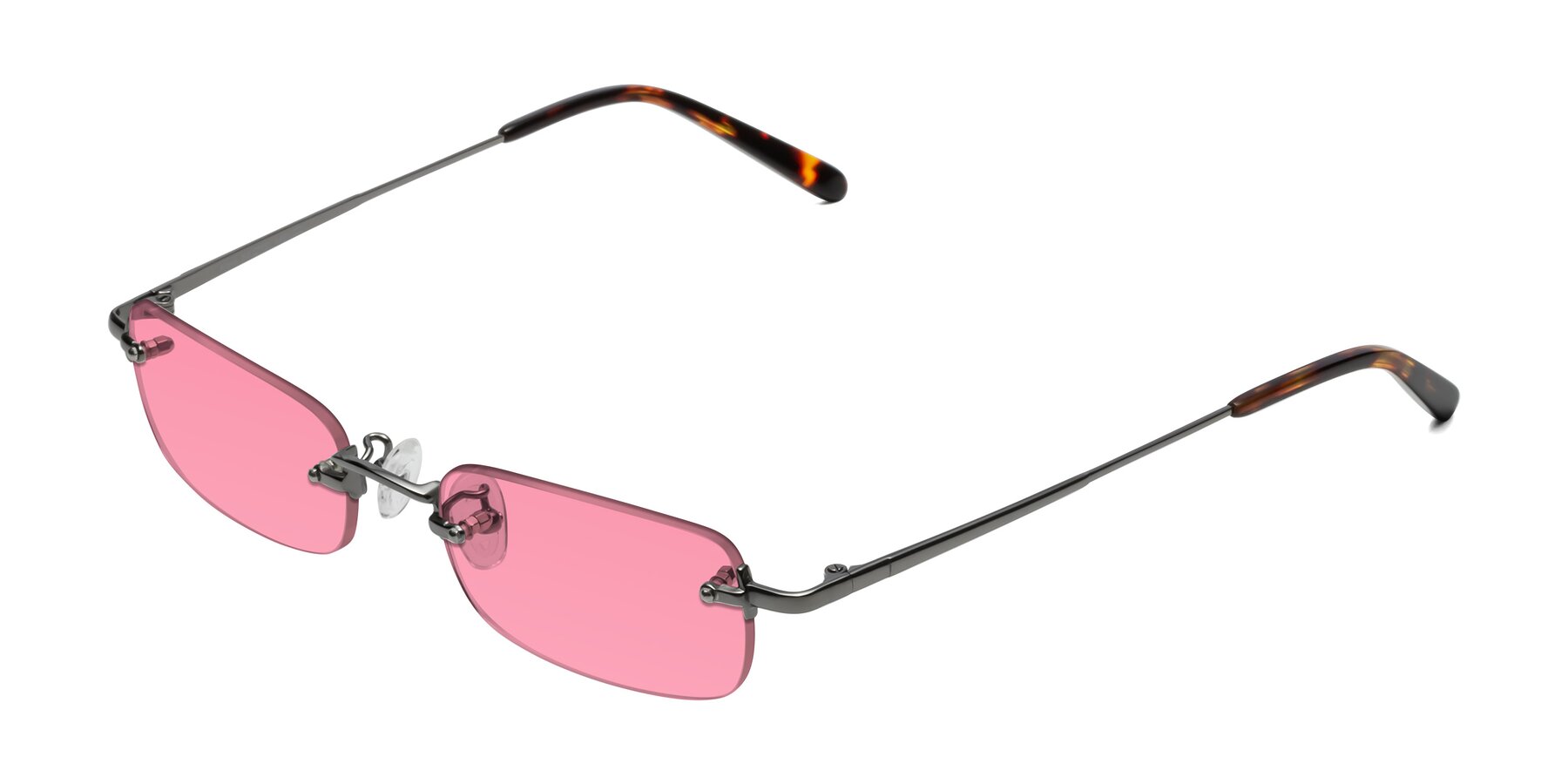 Angle of Finn in Gunmetal with Pink Tinted Lenses