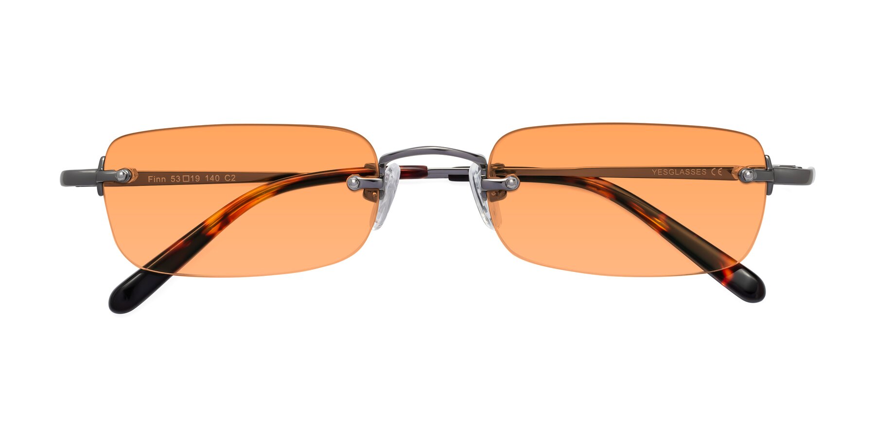 Folded Front of Finn in Gunmetal with Medium Orange Tinted Lenses