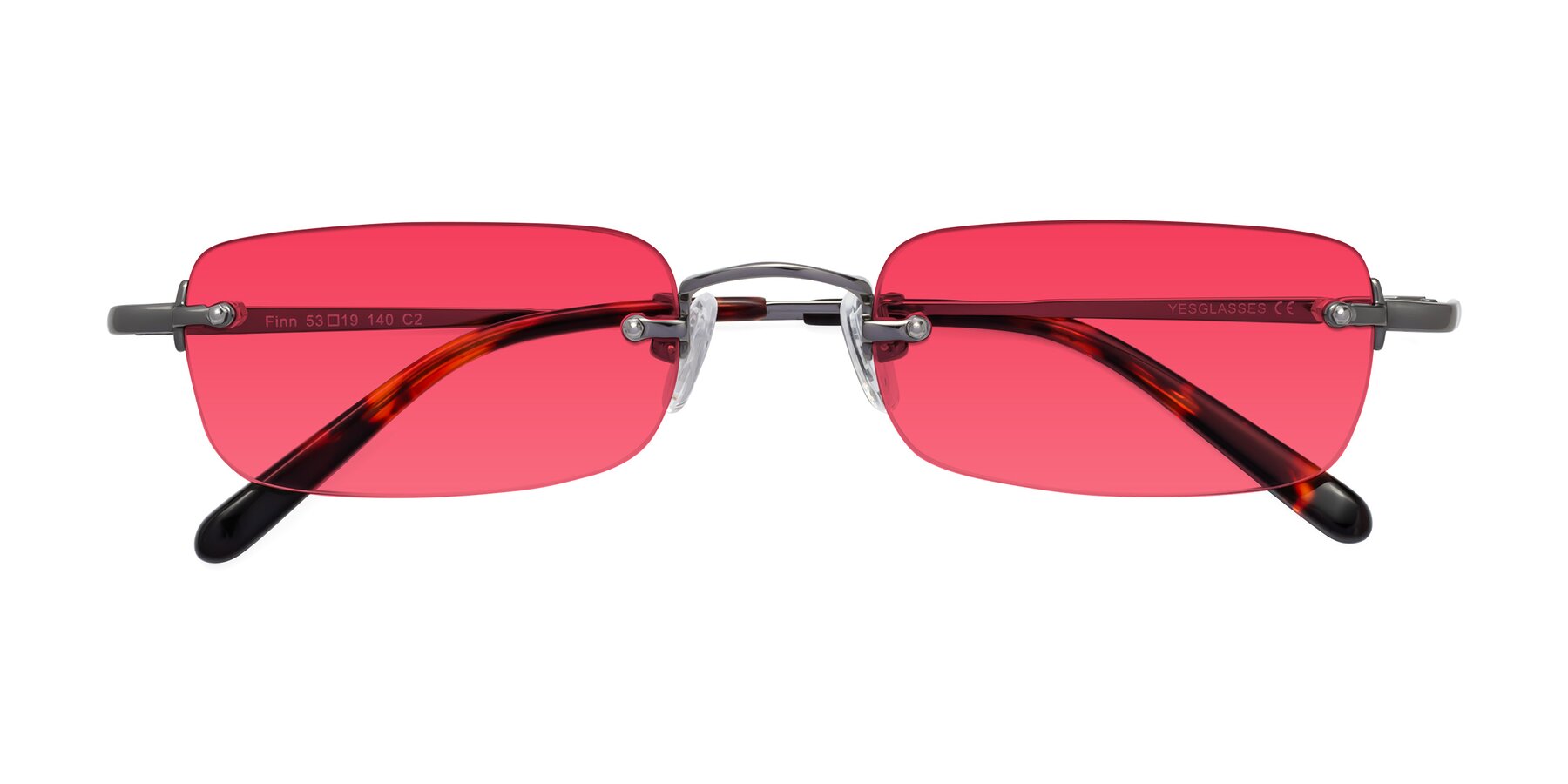 Folded Front of Finn in Gunmetal with Red Tinted Lenses