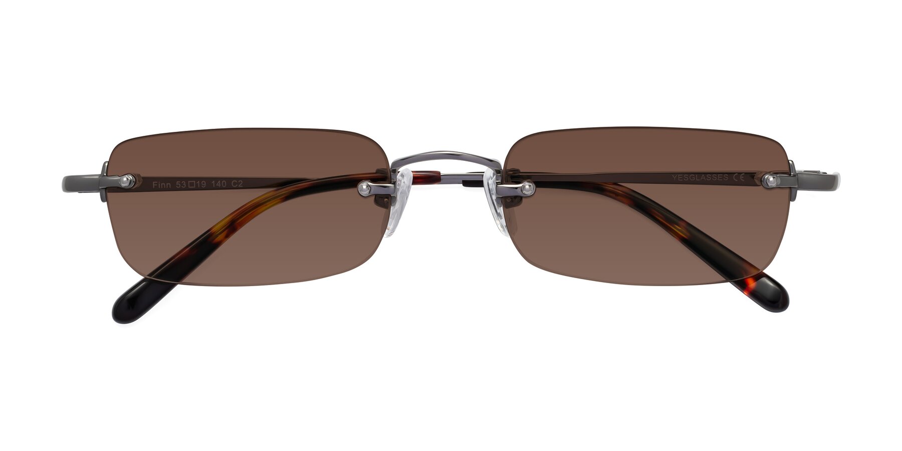 Folded Front of Finn in Gunmetal with Brown Tinted Lenses