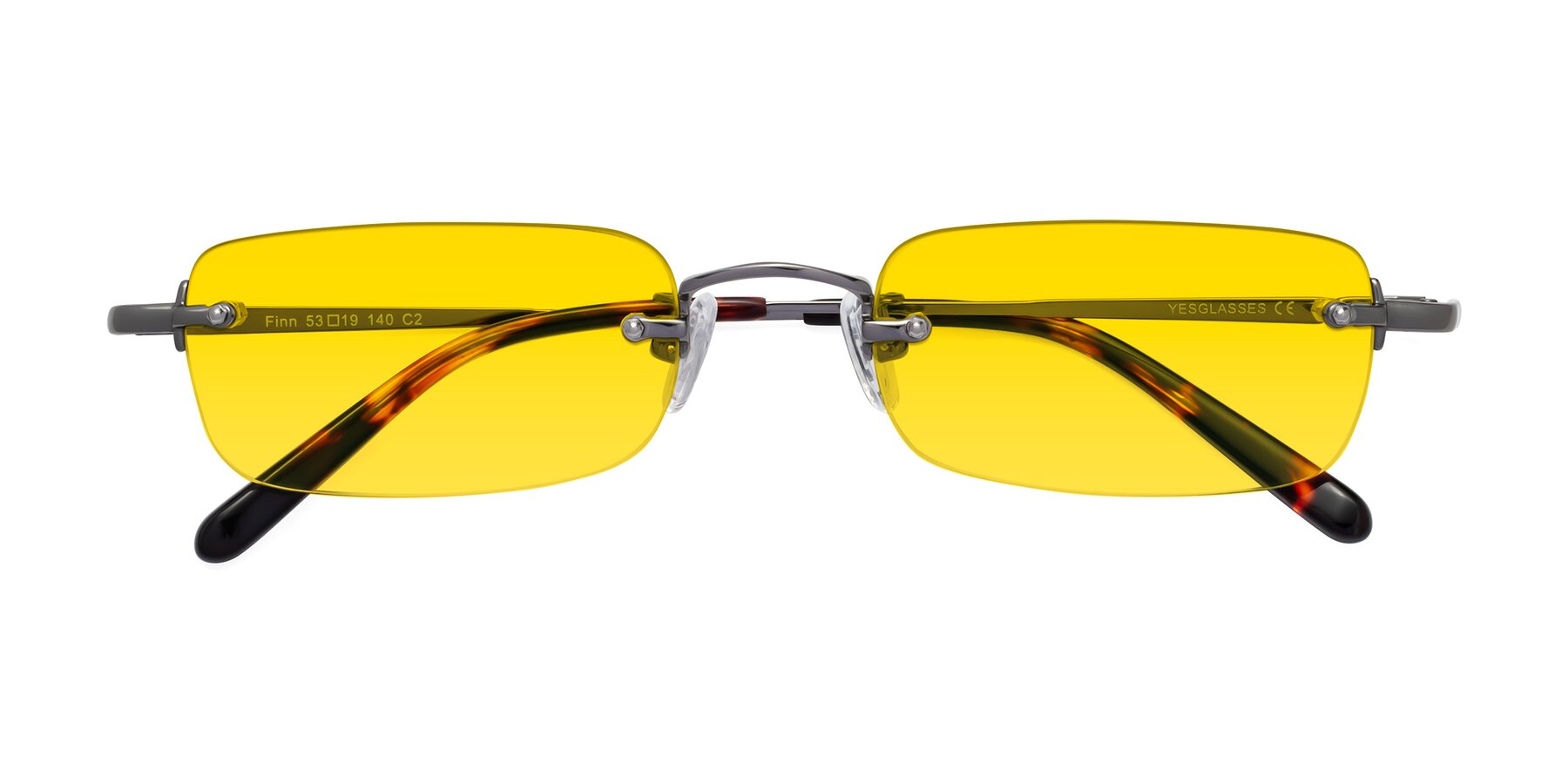 Folded Front of Finn in Gunmetal with Yellow Tinted Lenses
