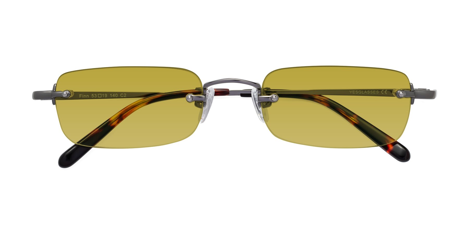 Folded Front of Finn in Gunmetal with Champagne Tinted Lenses