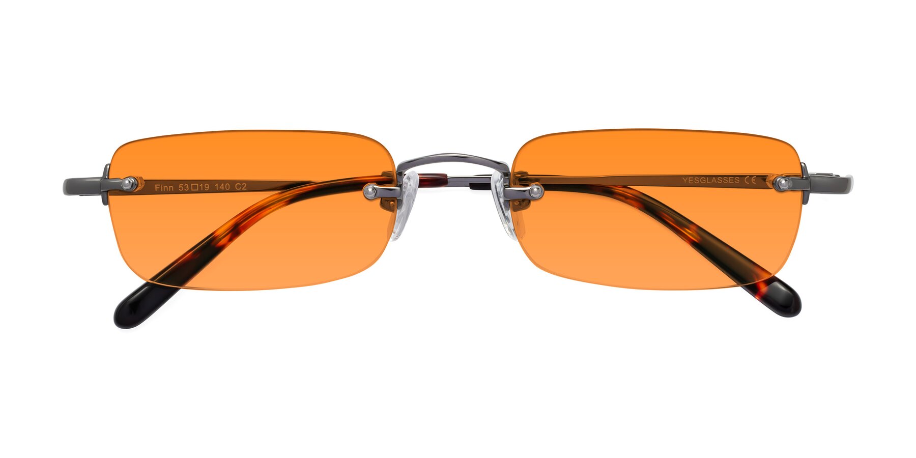 Folded Front of Finn in Gunmetal with Orange Tinted Lenses