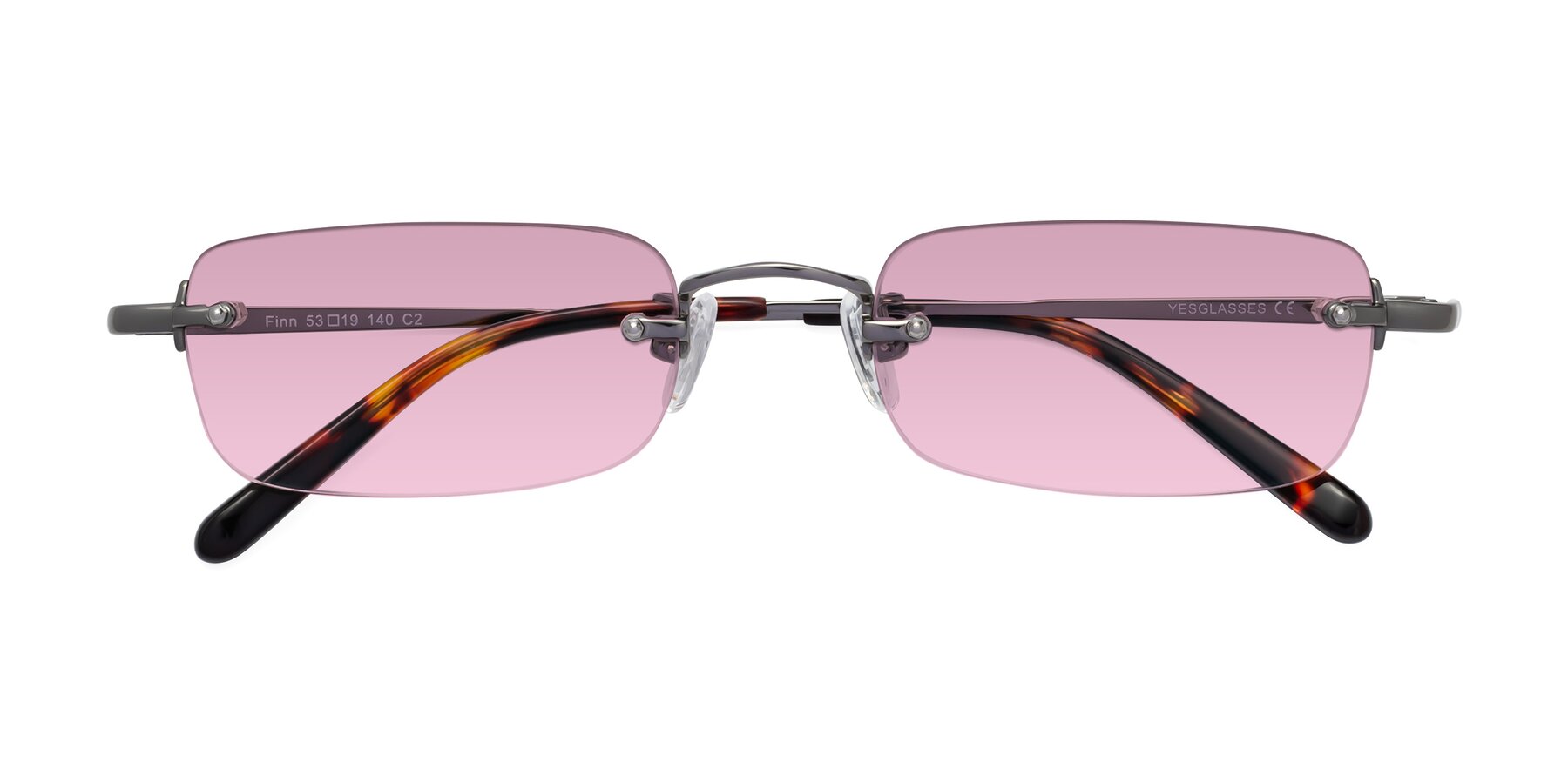 Folded Front of Finn in Gunmetal with Light Wine Tinted Lenses