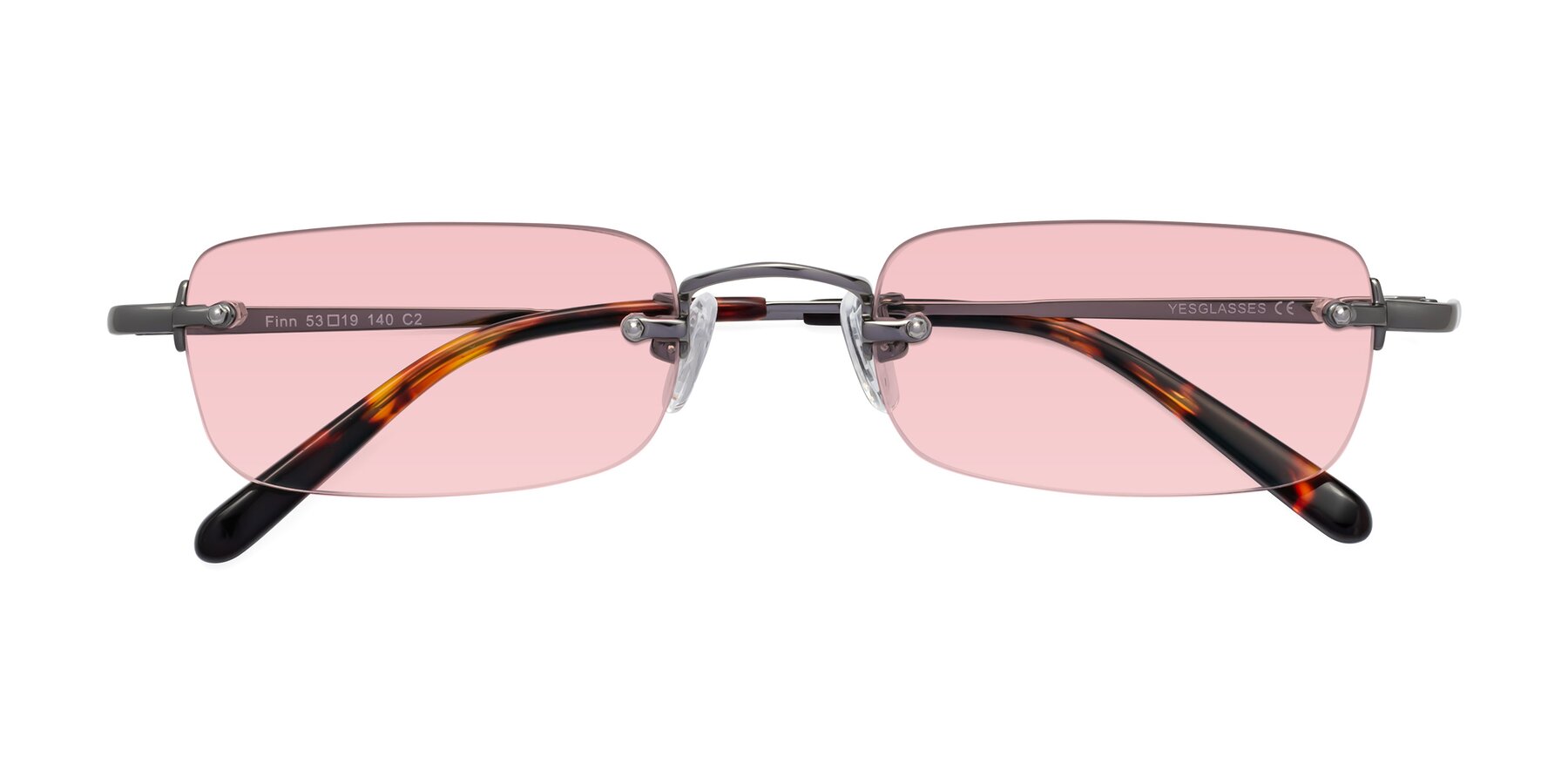 Folded Front of Finn in Gunmetal with Light Garnet Tinted Lenses