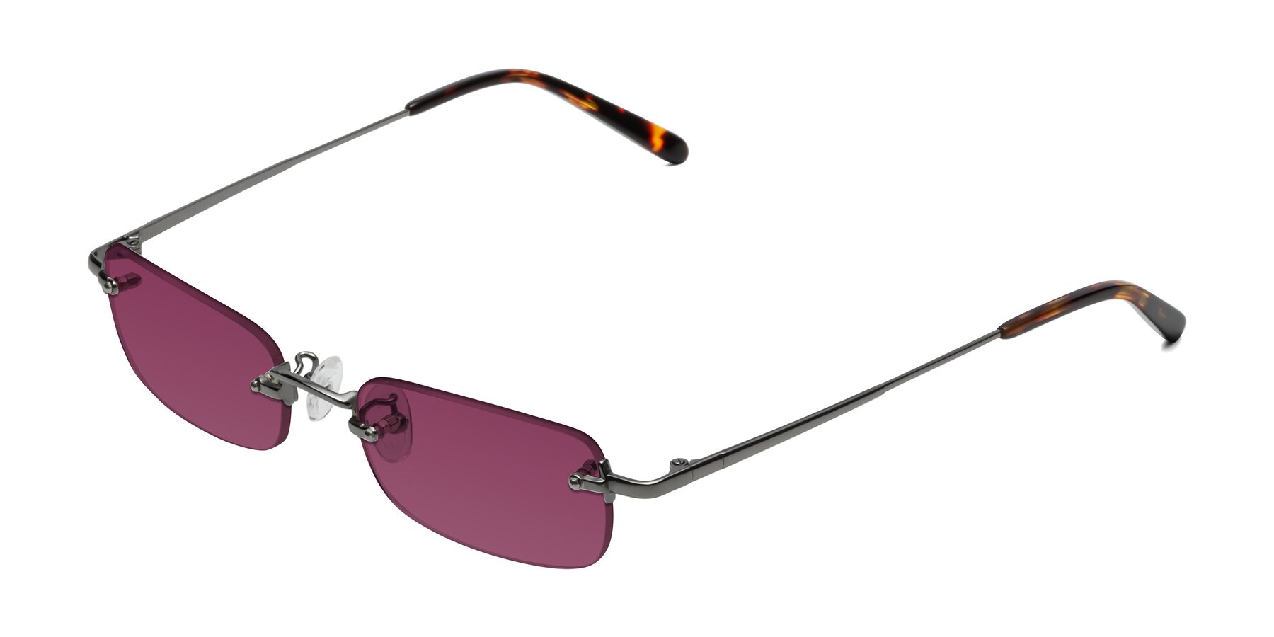 Angle of Finn in Gunmetal with Wine Tinted Lenses