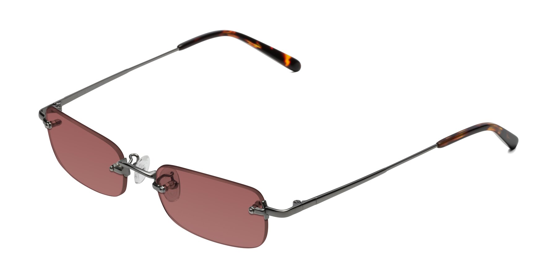 Angle of Finn in Gunmetal with Garnet Tinted Lenses