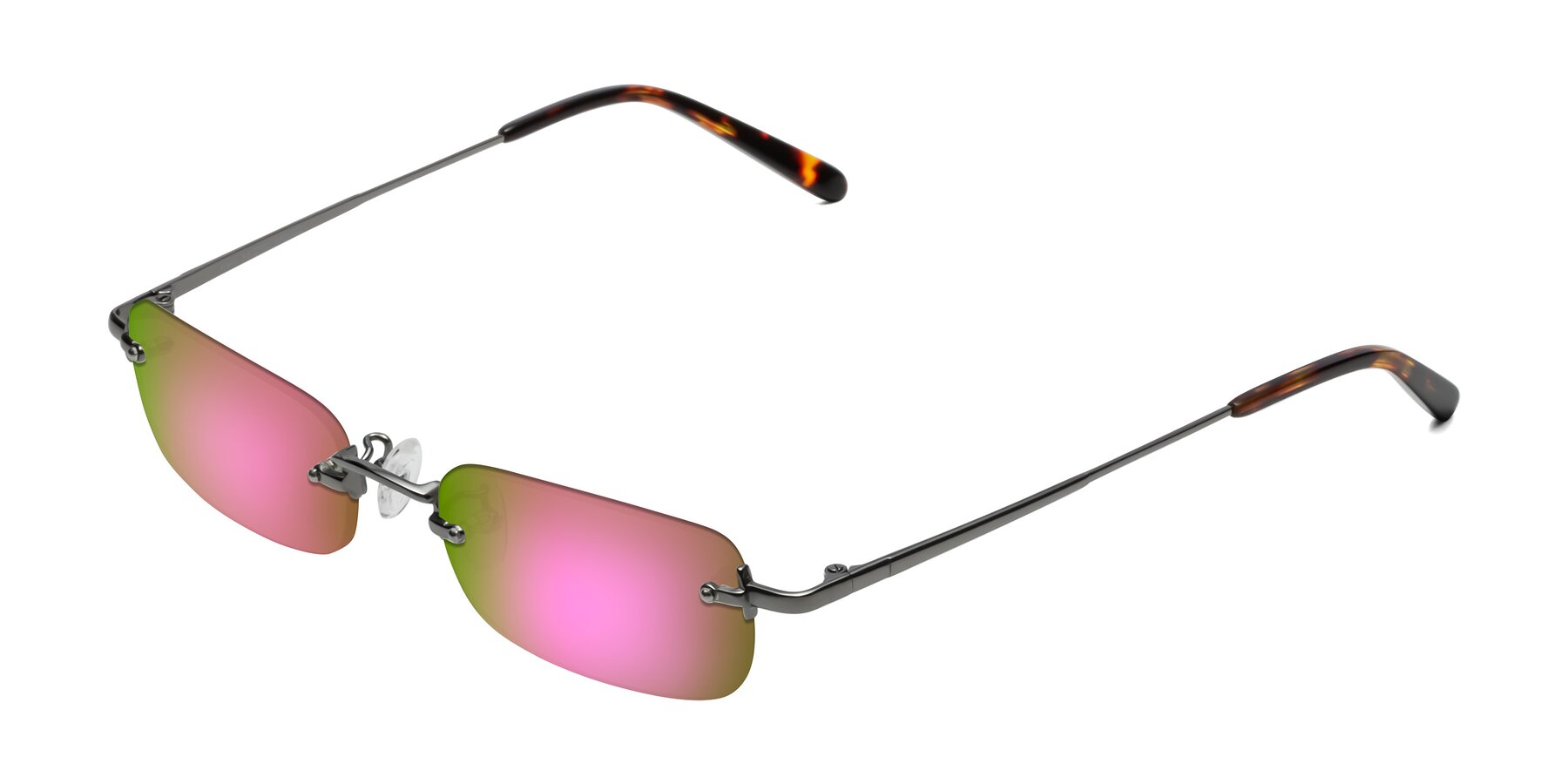 Angle of Finn in Gunmetal with Pink Mirrored Lenses