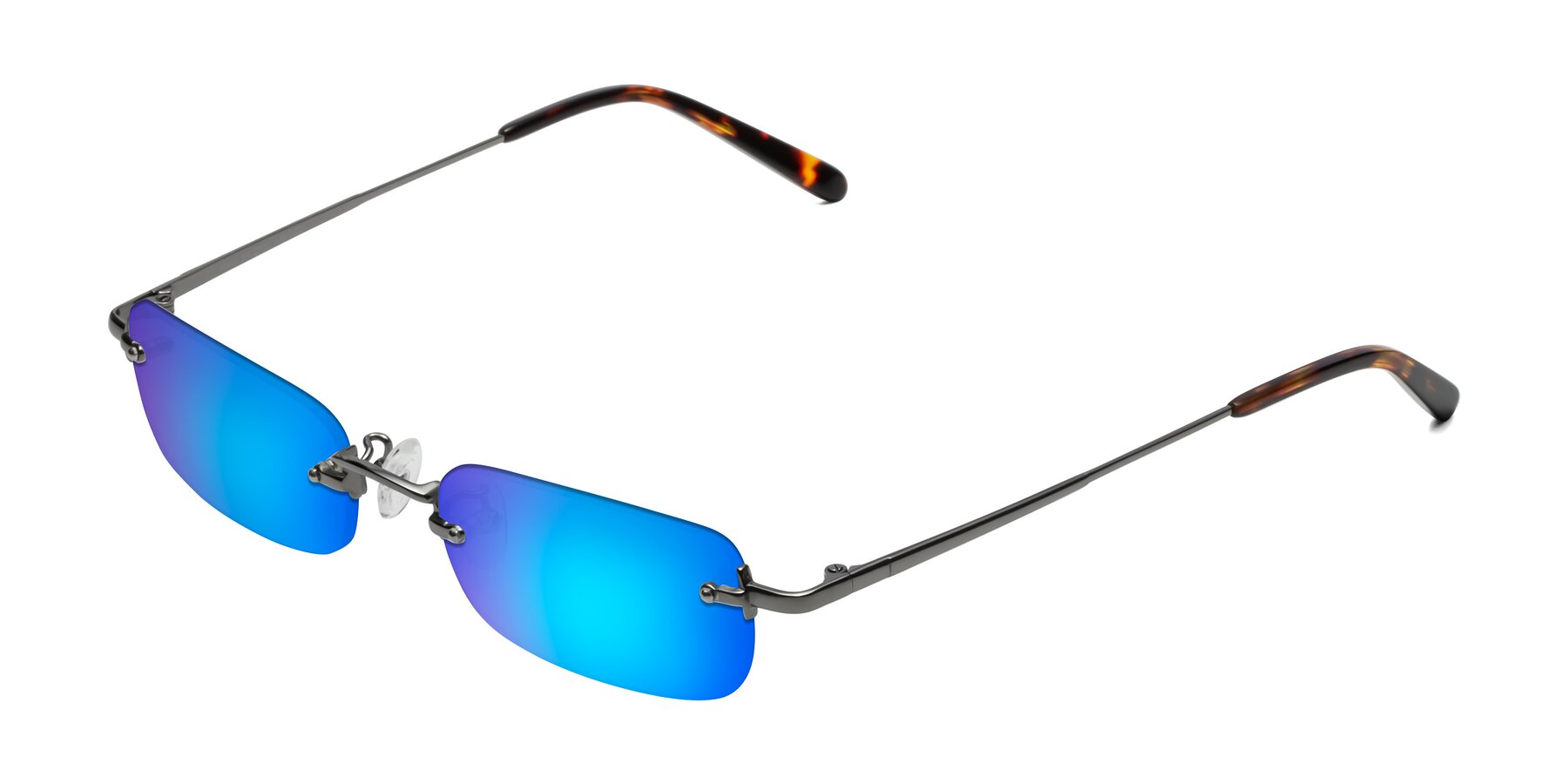 Angle of Finn in Gunmetal with Blue Mirrored Lenses