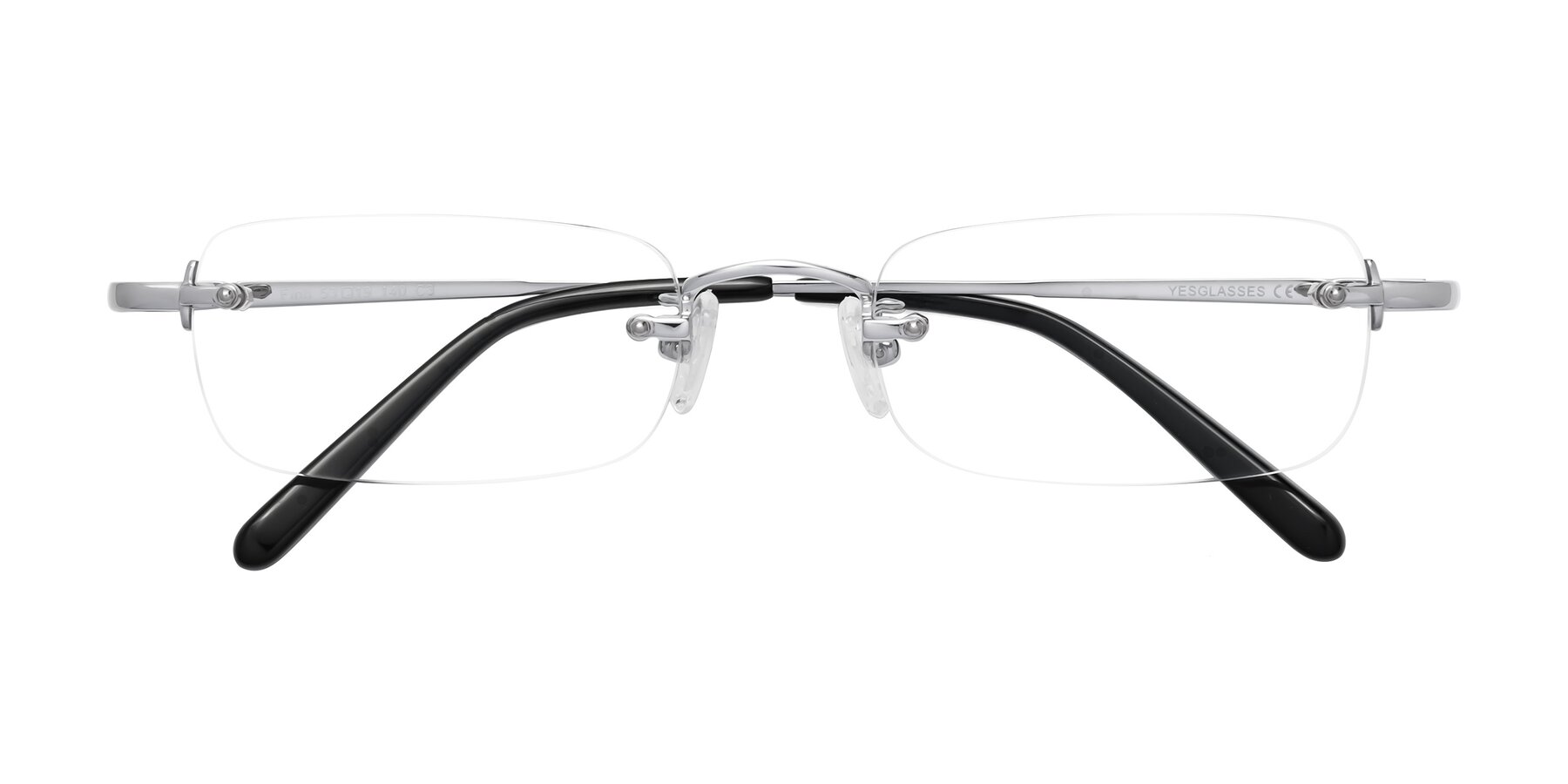 Folded Front of Finn in Silver with Clear Reading Eyeglass Lenses
