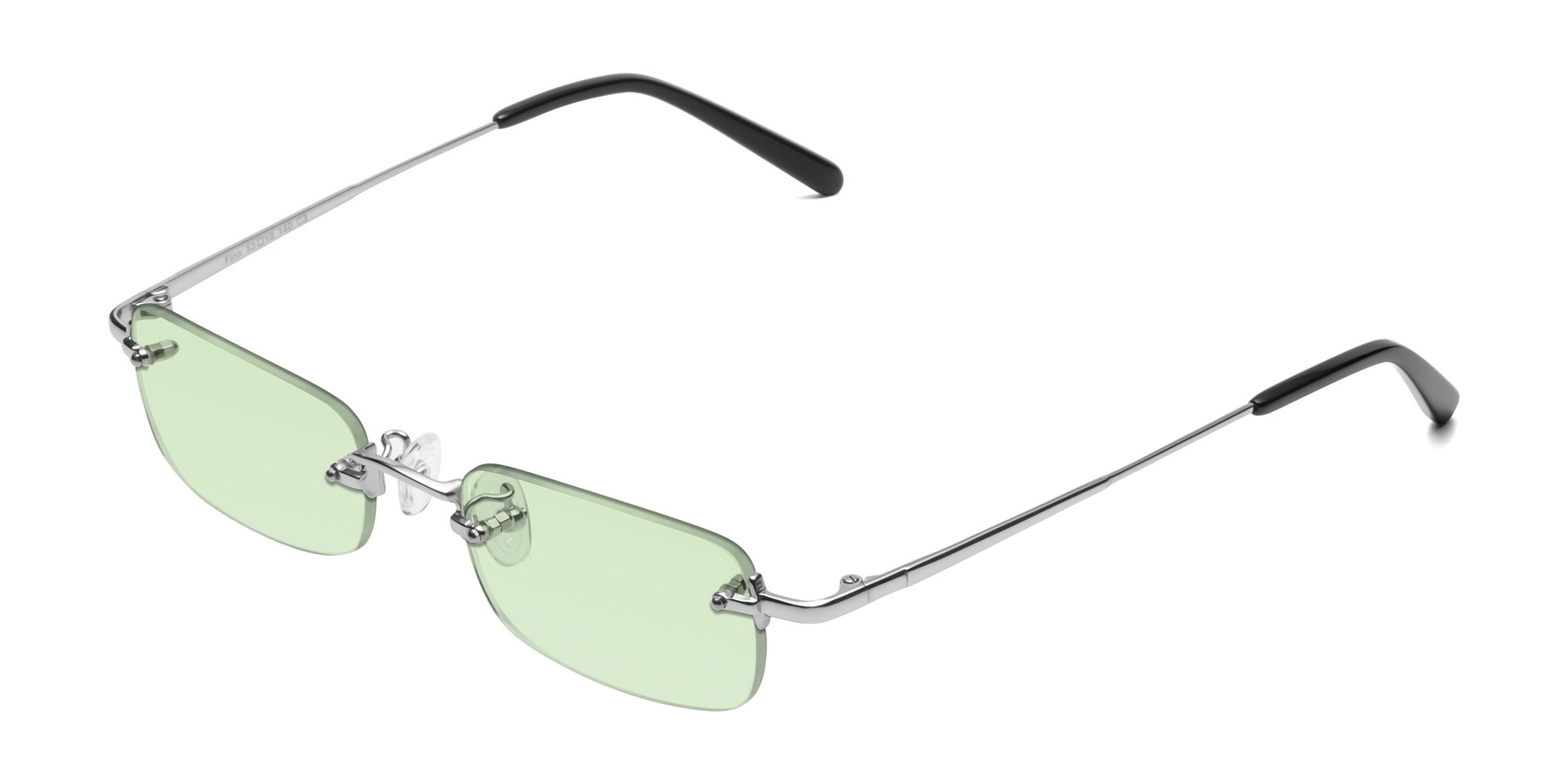 Angle of Finn in Silver with Light Green Tinted Lenses