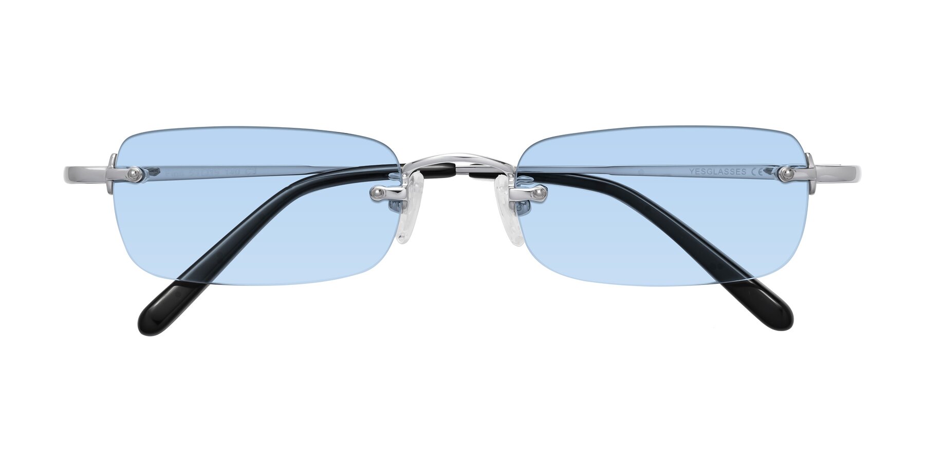 Folded Front of Finn in Silver with Light Blue Tinted Lenses