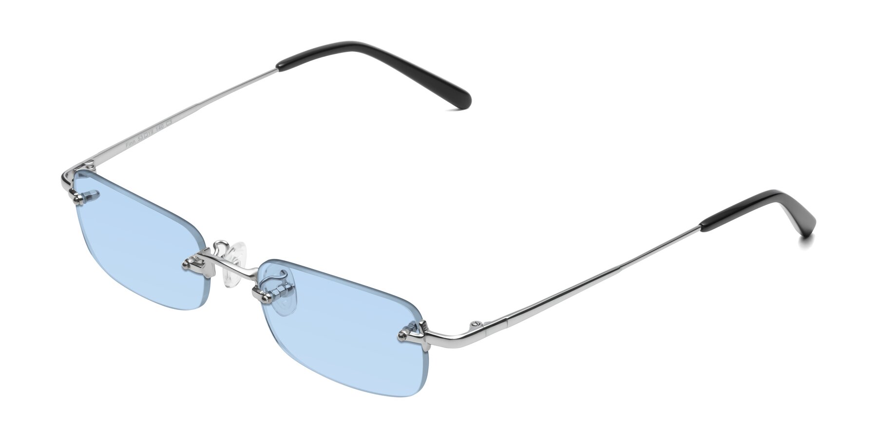 Angle of Finn in Silver with Light Blue Tinted Lenses