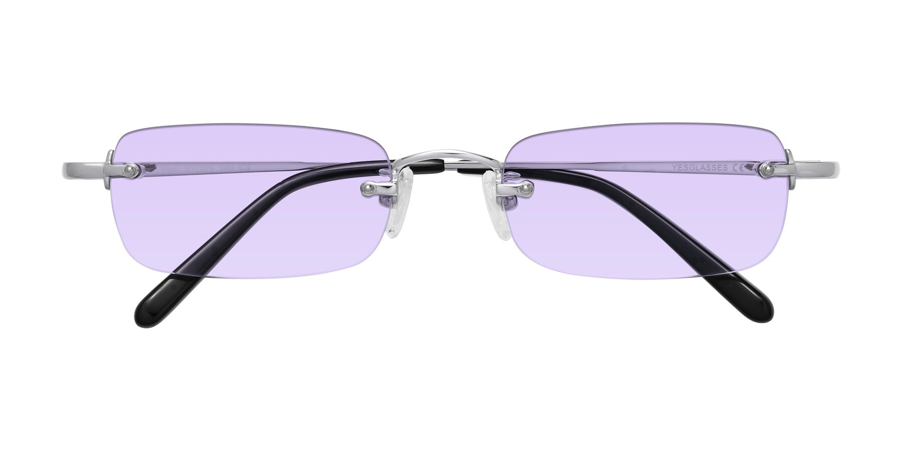 Folded Front of Finn in Silver with Light Purple Tinted Lenses