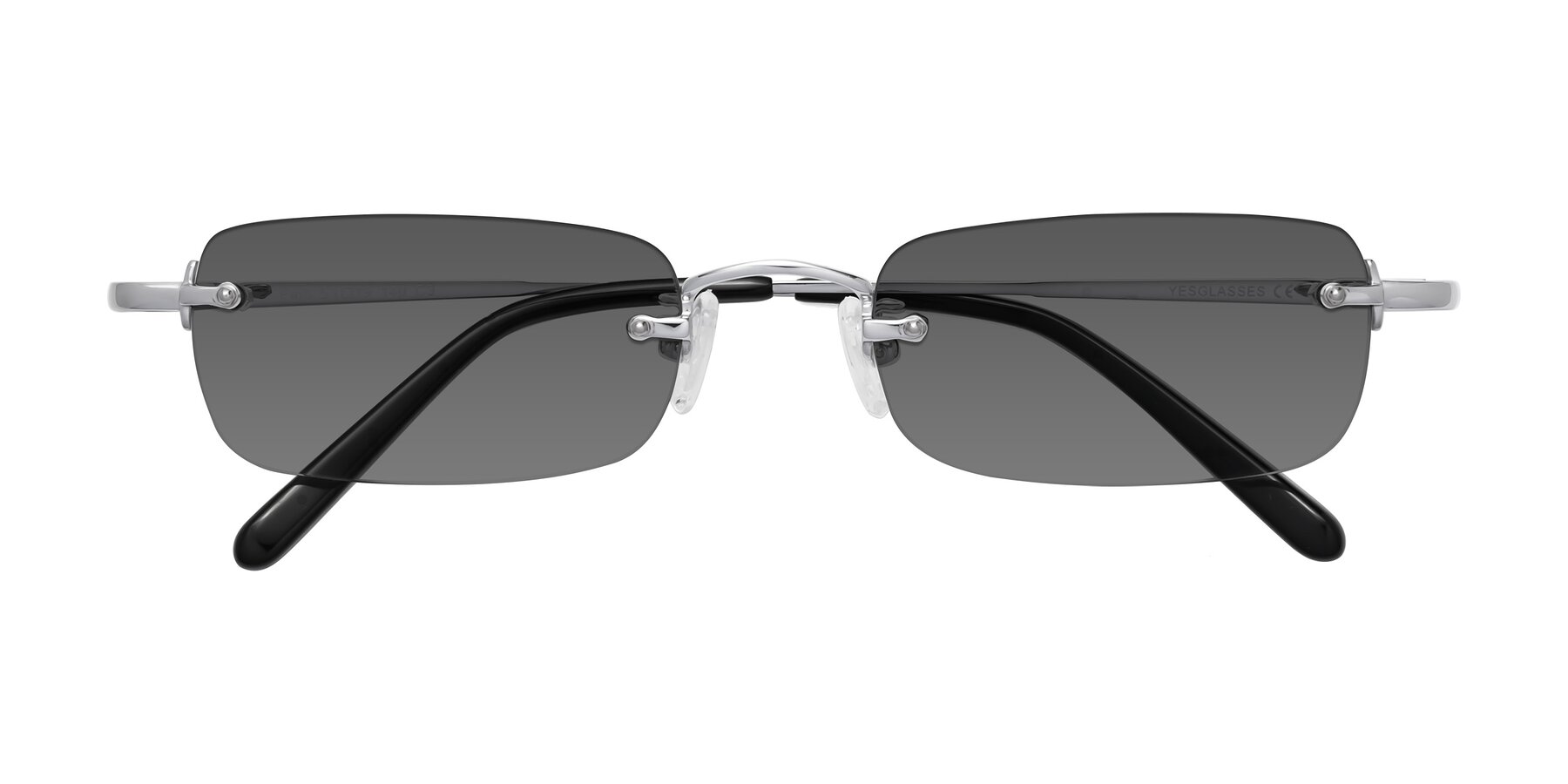 Folded Front of Finn in Silver with Medium Gray Tinted Lenses