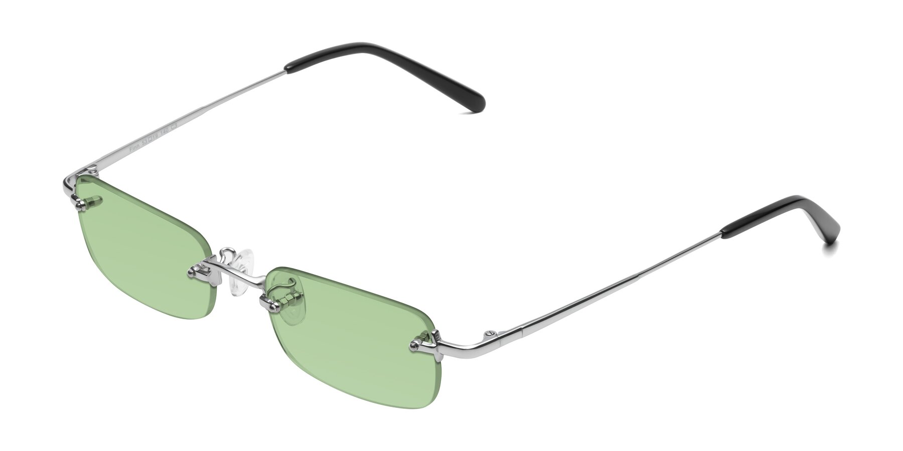 Angle of Finn in Silver with Medium Green Tinted Lenses