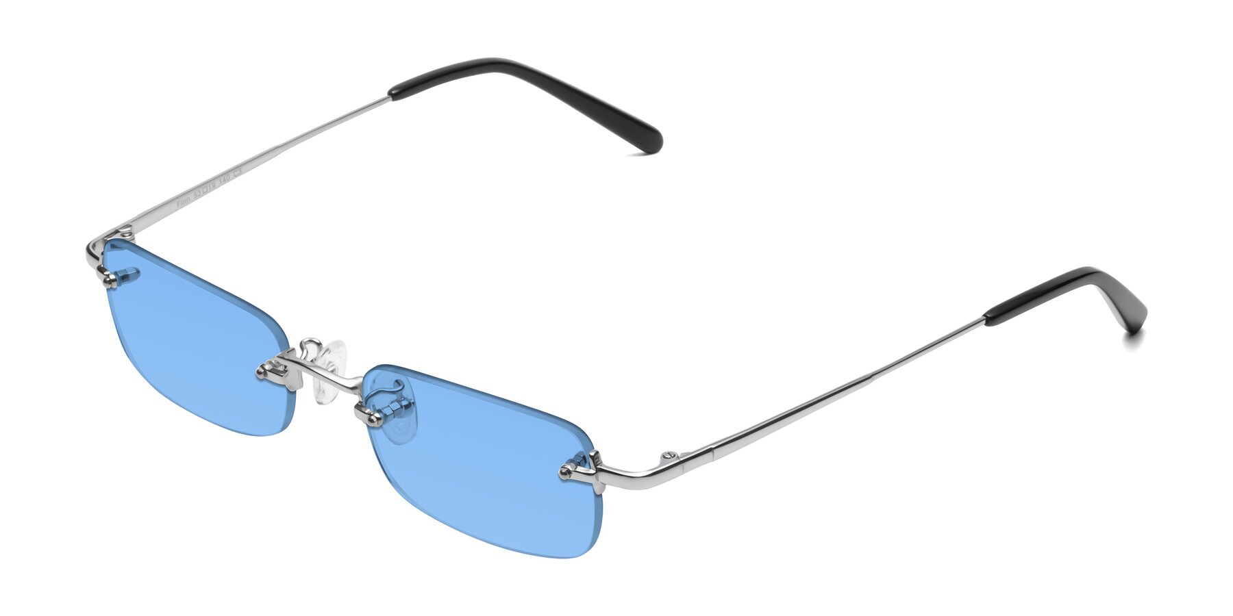Angle of Finn in Silver with Medium Blue Tinted Lenses