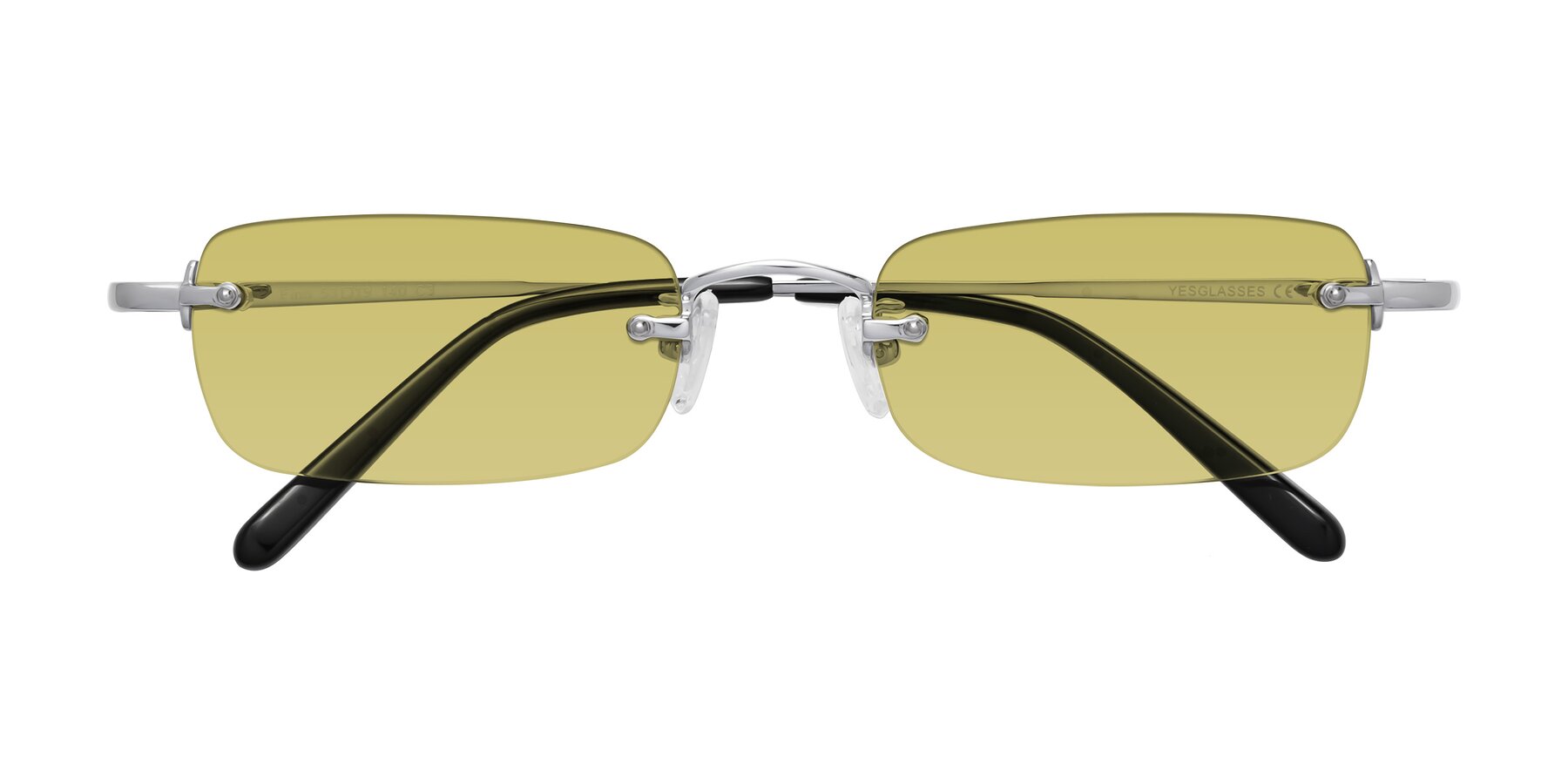 Folded Front of Finn in Silver with Medium Champagne Tinted Lenses