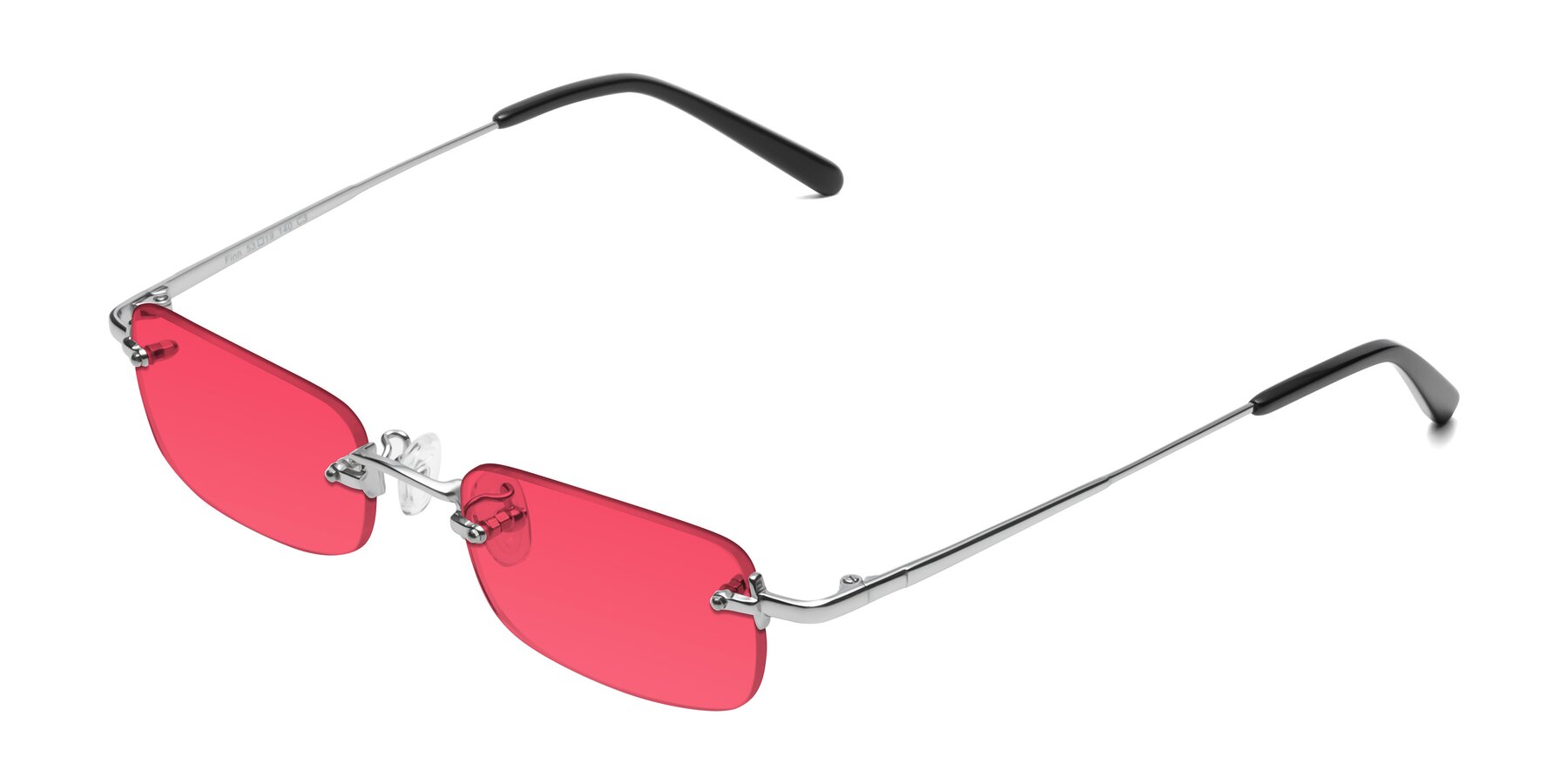 Angle of Finn in Silver with Red Tinted Lenses