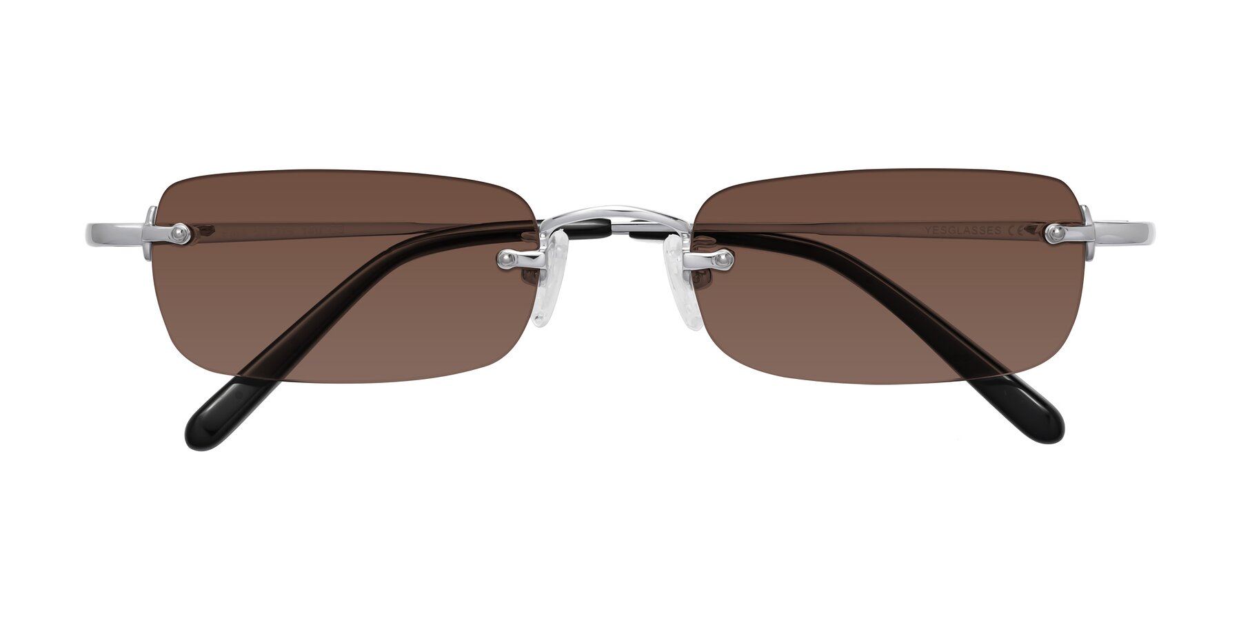 Folded Front of Finn in Silver with Brown Tinted Lenses
