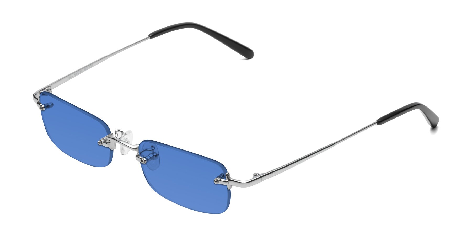 Angle of Finn in Silver with Blue Tinted Lenses