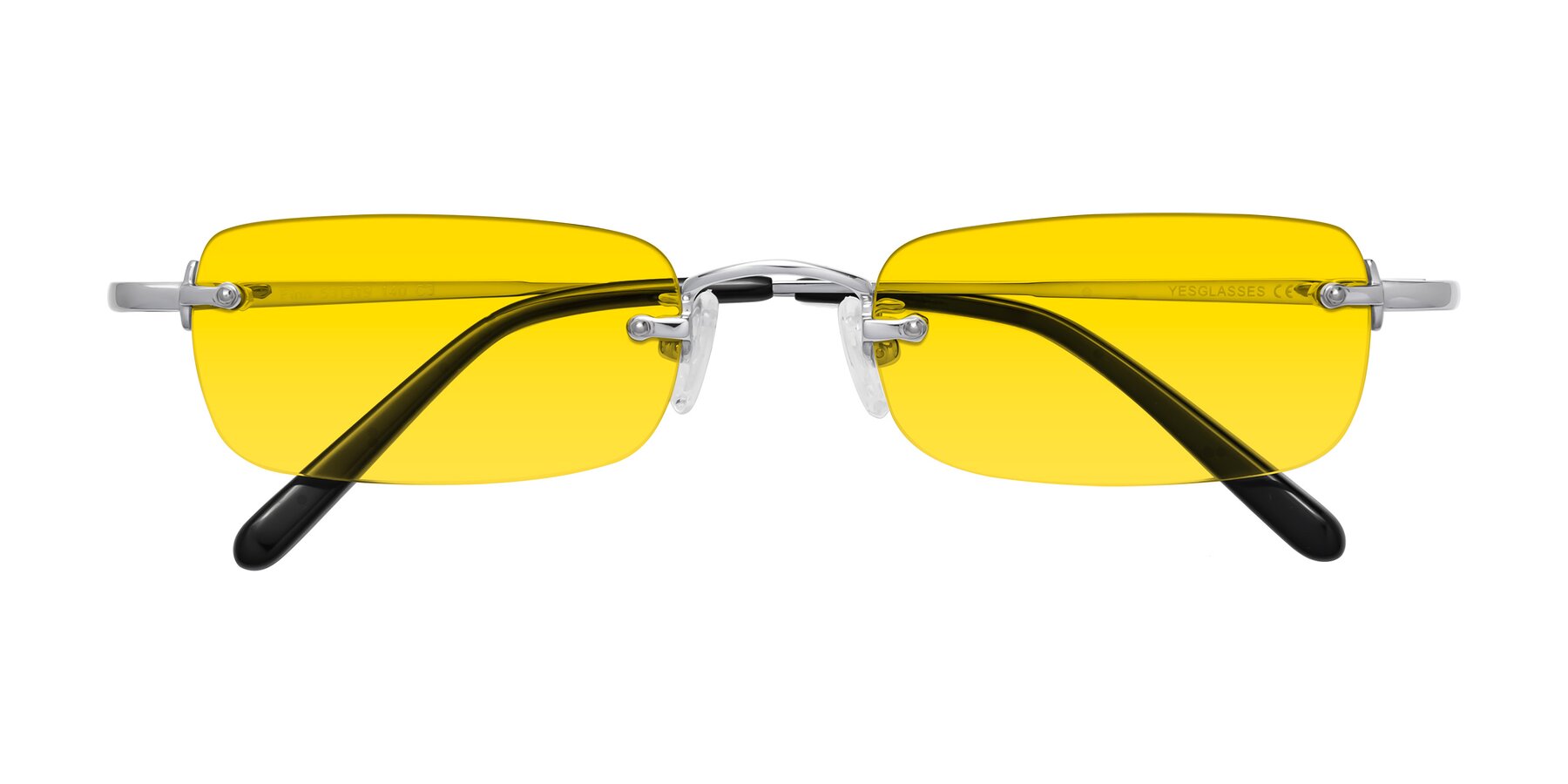Folded Front of Finn in Silver with Yellow Tinted Lenses