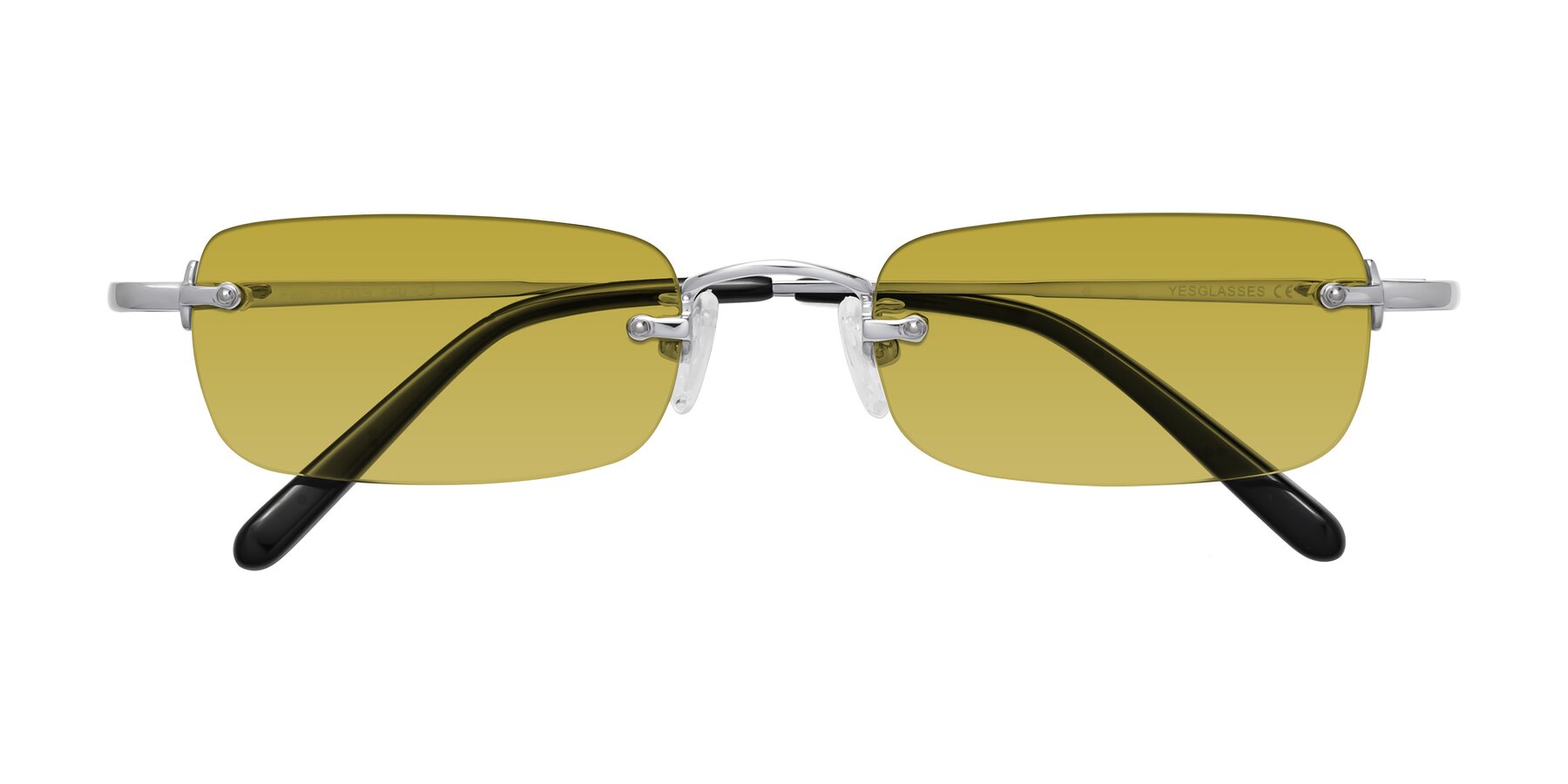Folded Front of Finn in Silver with Champagne Tinted Lenses