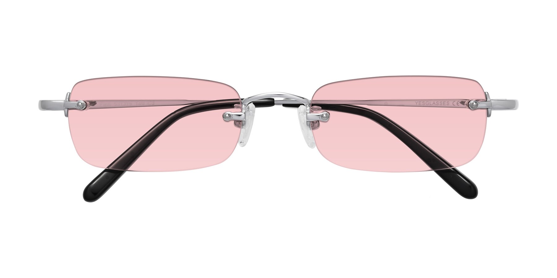 Folded Front of Finn in Silver with Light Garnet Tinted Lenses