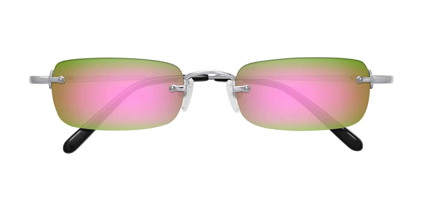 Folded Front of Finn in Silver with Pink Mirrored Lenses