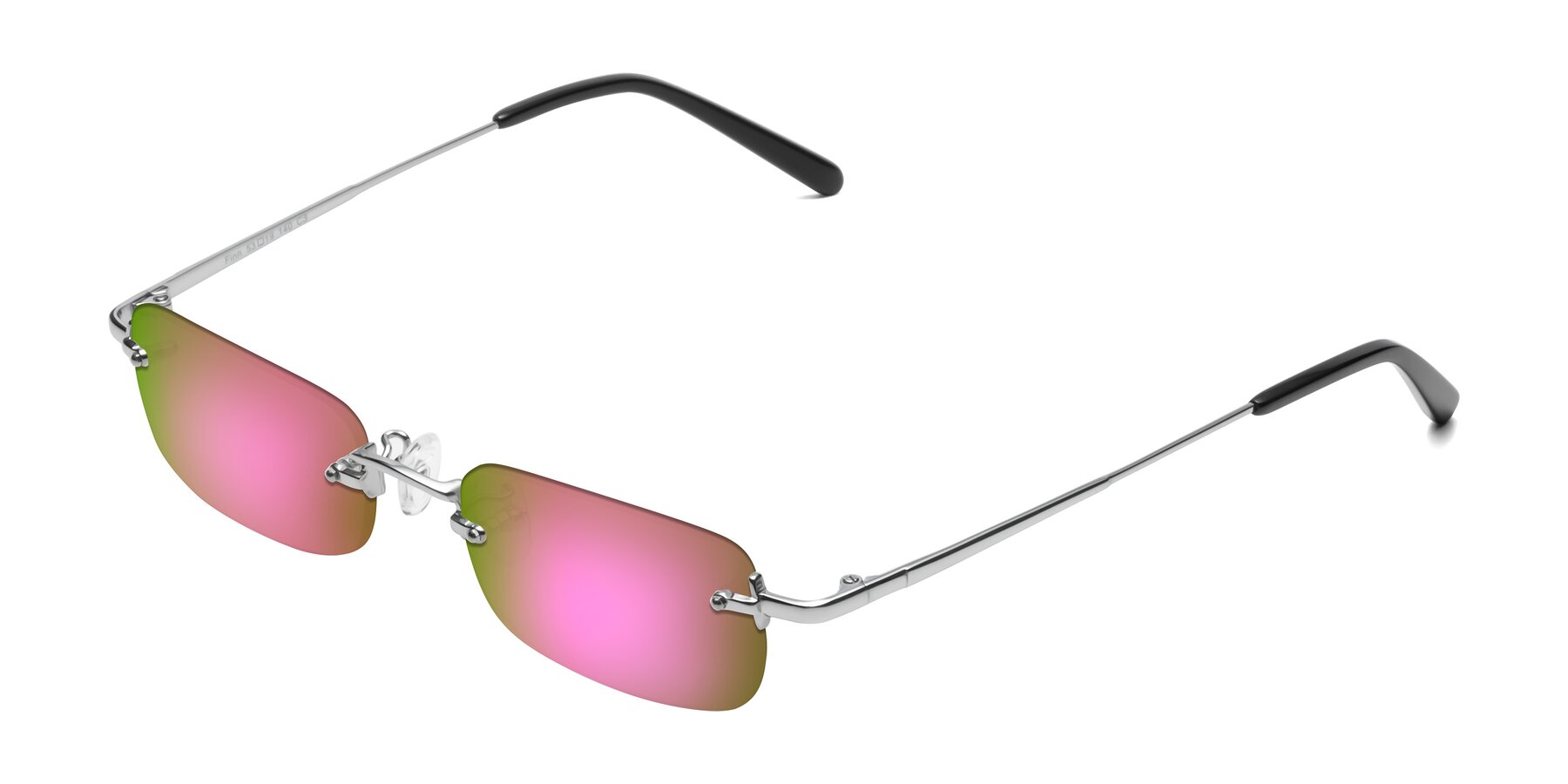 Angle of Finn in Silver with Pink Mirrored Lenses