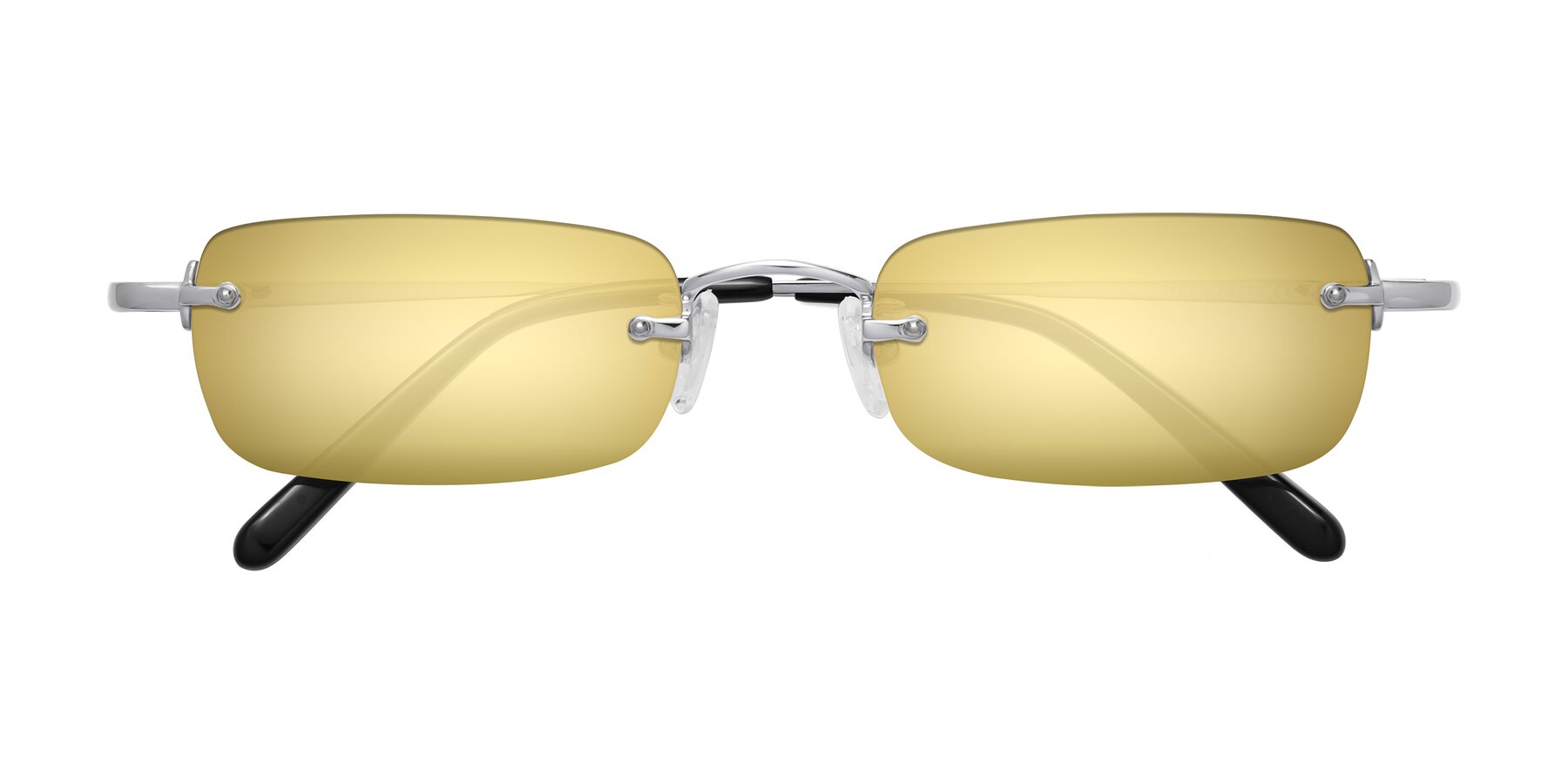 Folded Front of Finn in Silver with Gold Mirrored Lenses