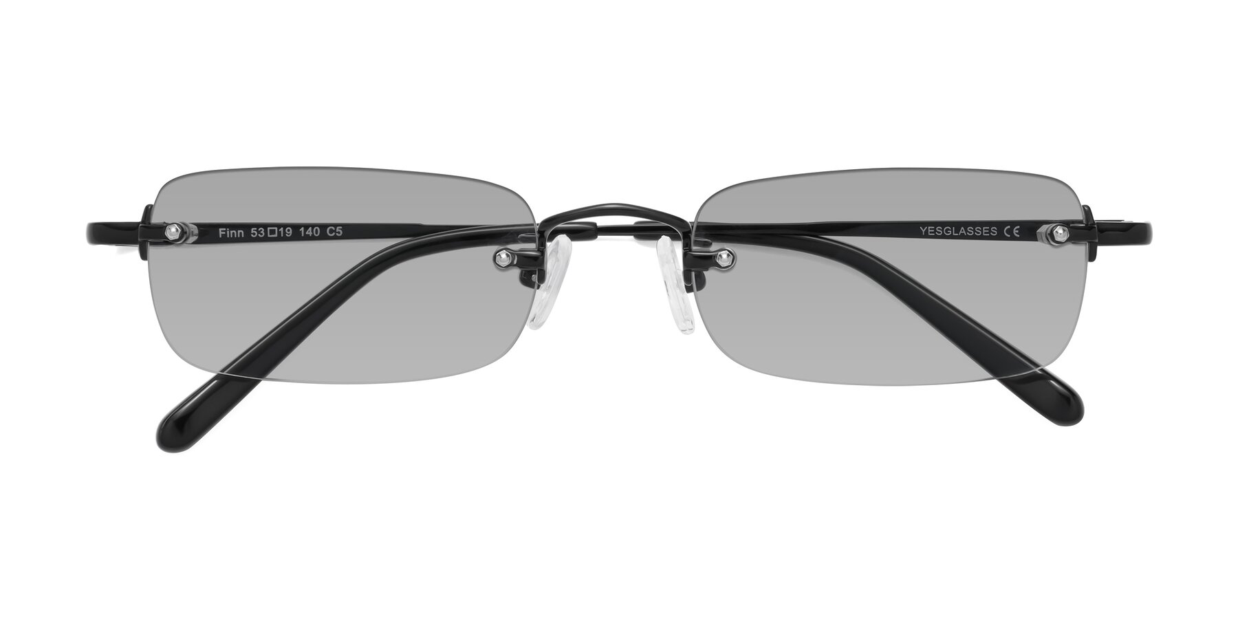 Folded Front of Finn in Black with Light Gray Tinted Lenses