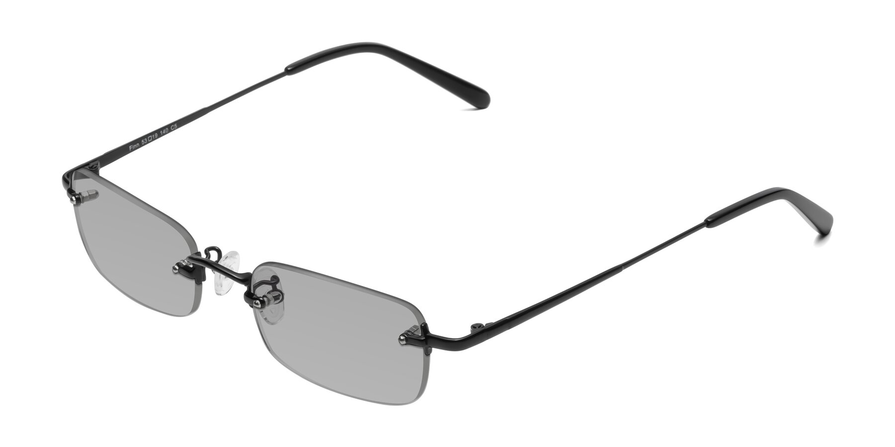 Angle of Finn in Black with Light Gray Tinted Lenses